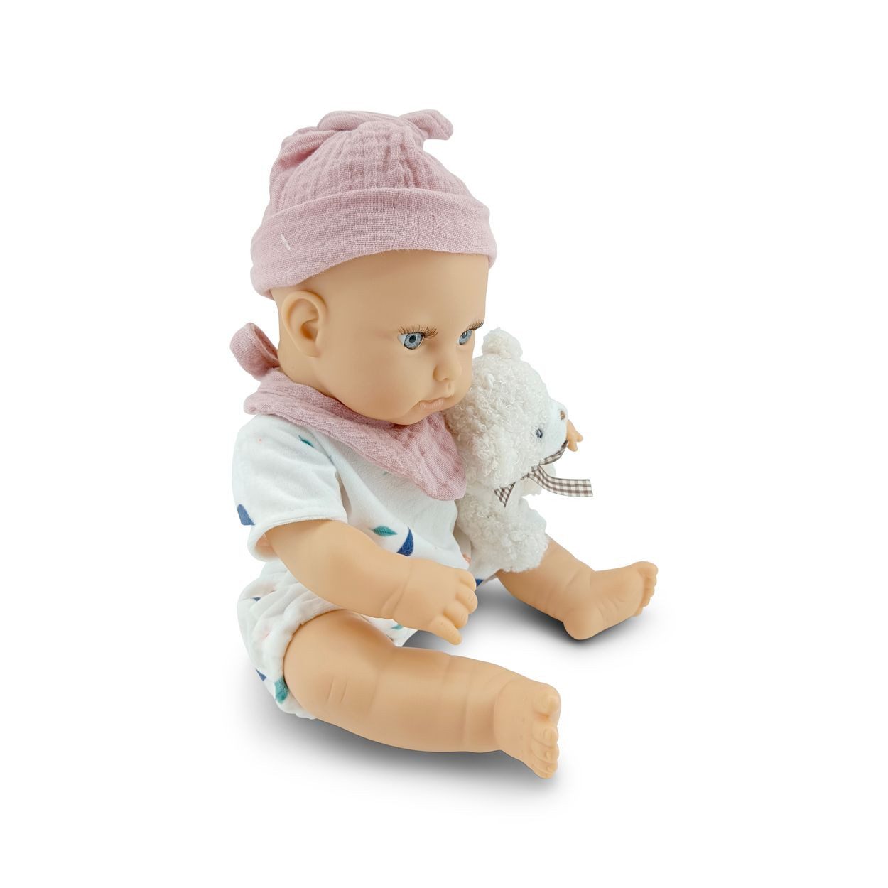 Moni Anziehpuppe Bear und Baby, 30 cm, Kuscheltier, Schnuller, beweglicher Körper, ab 18 Monaten