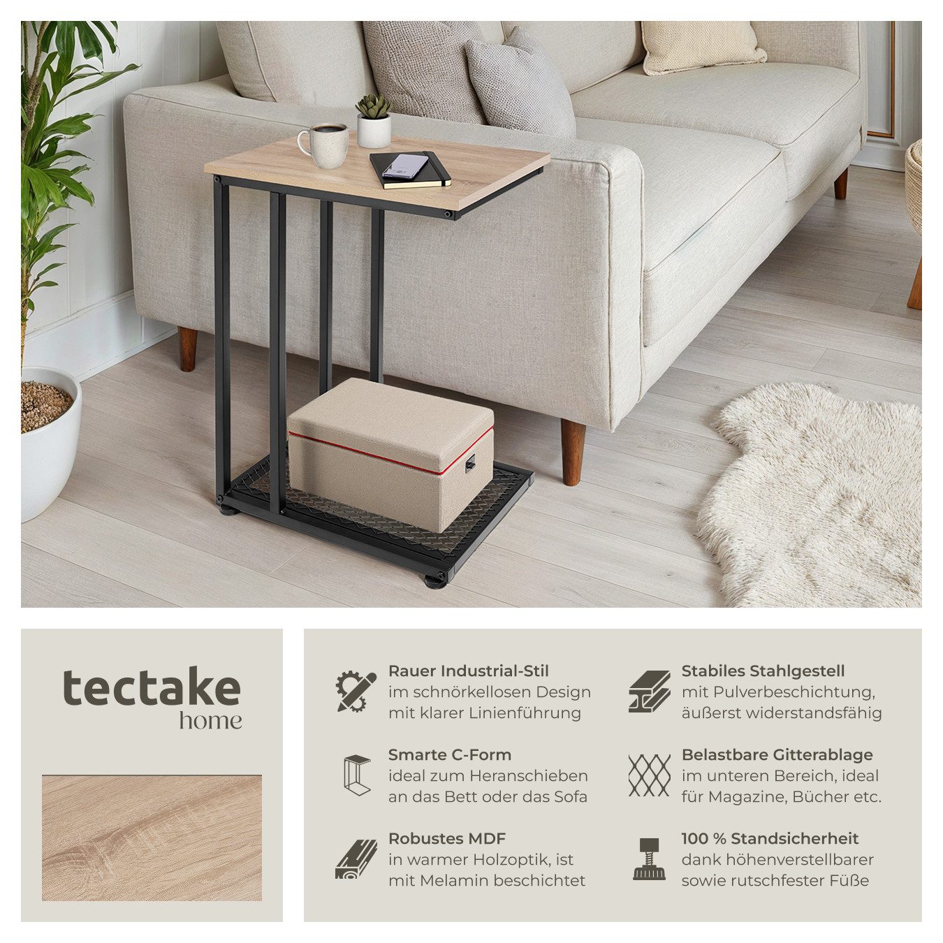 tectake Beistelltisch Couchtisch Eton 48x35x66cm (1-St., günstig online kaufen