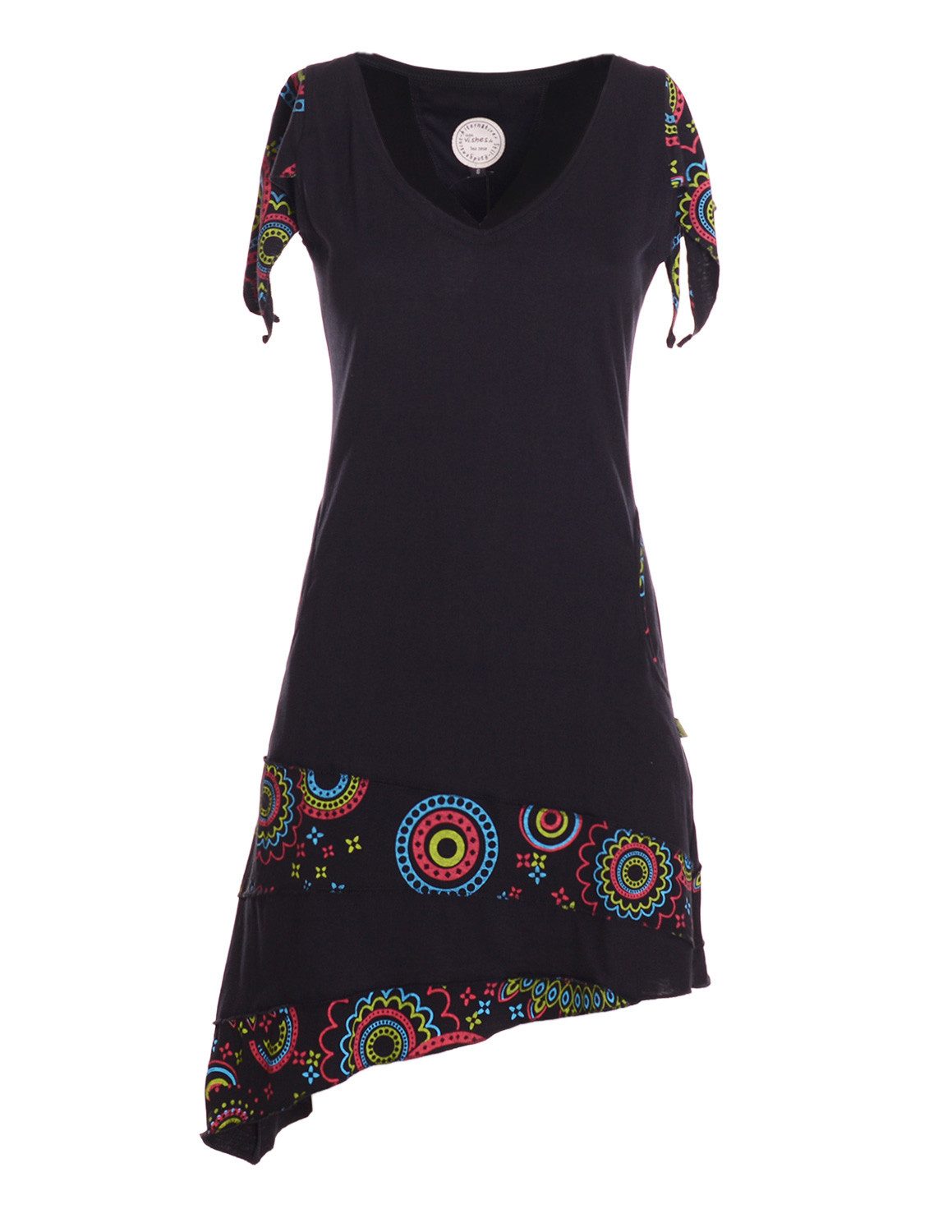 Vishes Zipfelkleid Damen Baumwolle Patchwork Design günstig online kaufen