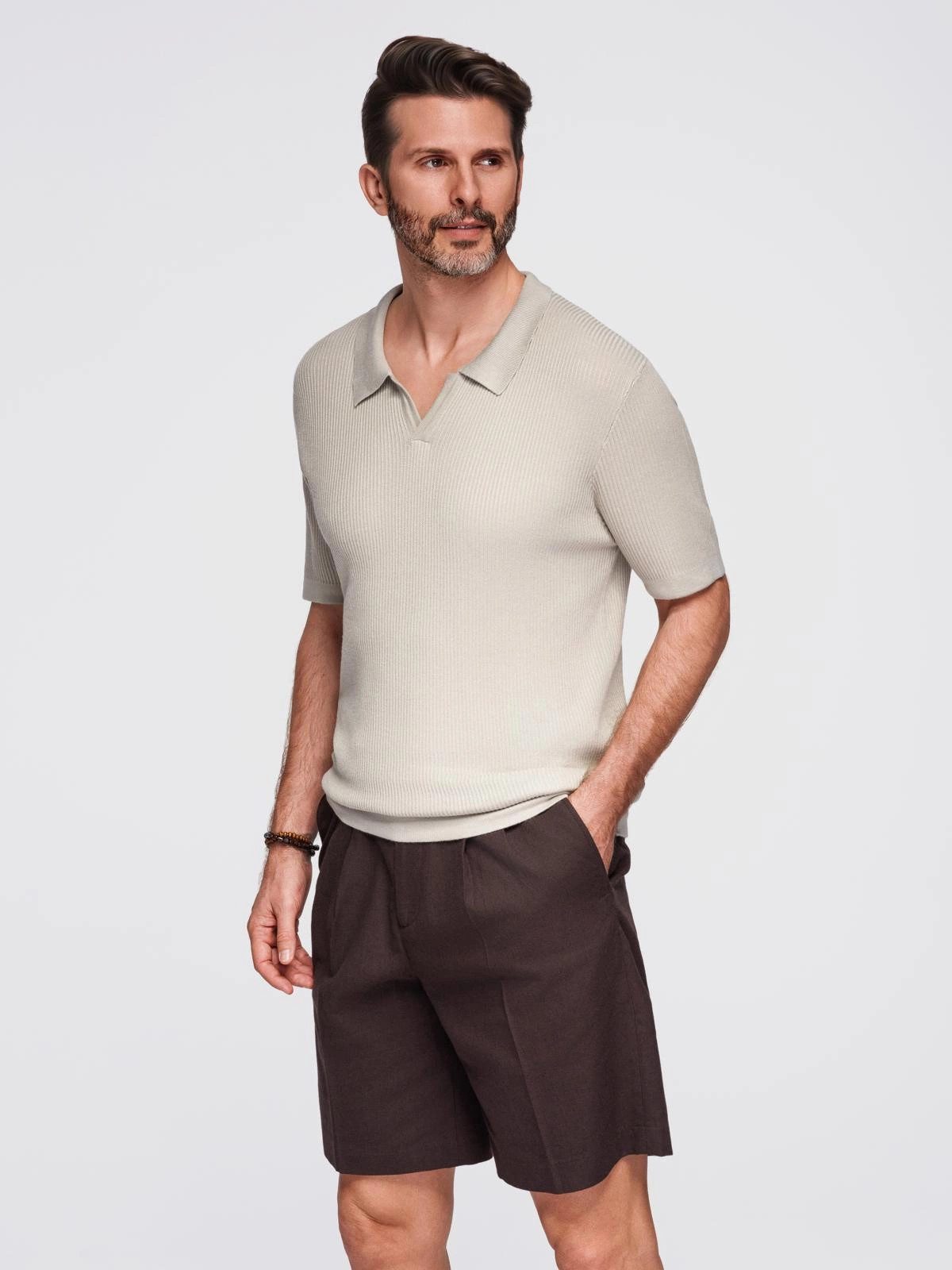 OMBRE Poloshirt Knopfloses Herren-Poloshirt mit offenem günstig online kaufen