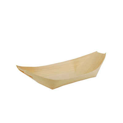 PAPSTAR Einwegschale 500 Stück Fingerfood-Schalen aus Holz pure, 19 x 10 cm Schiffchen