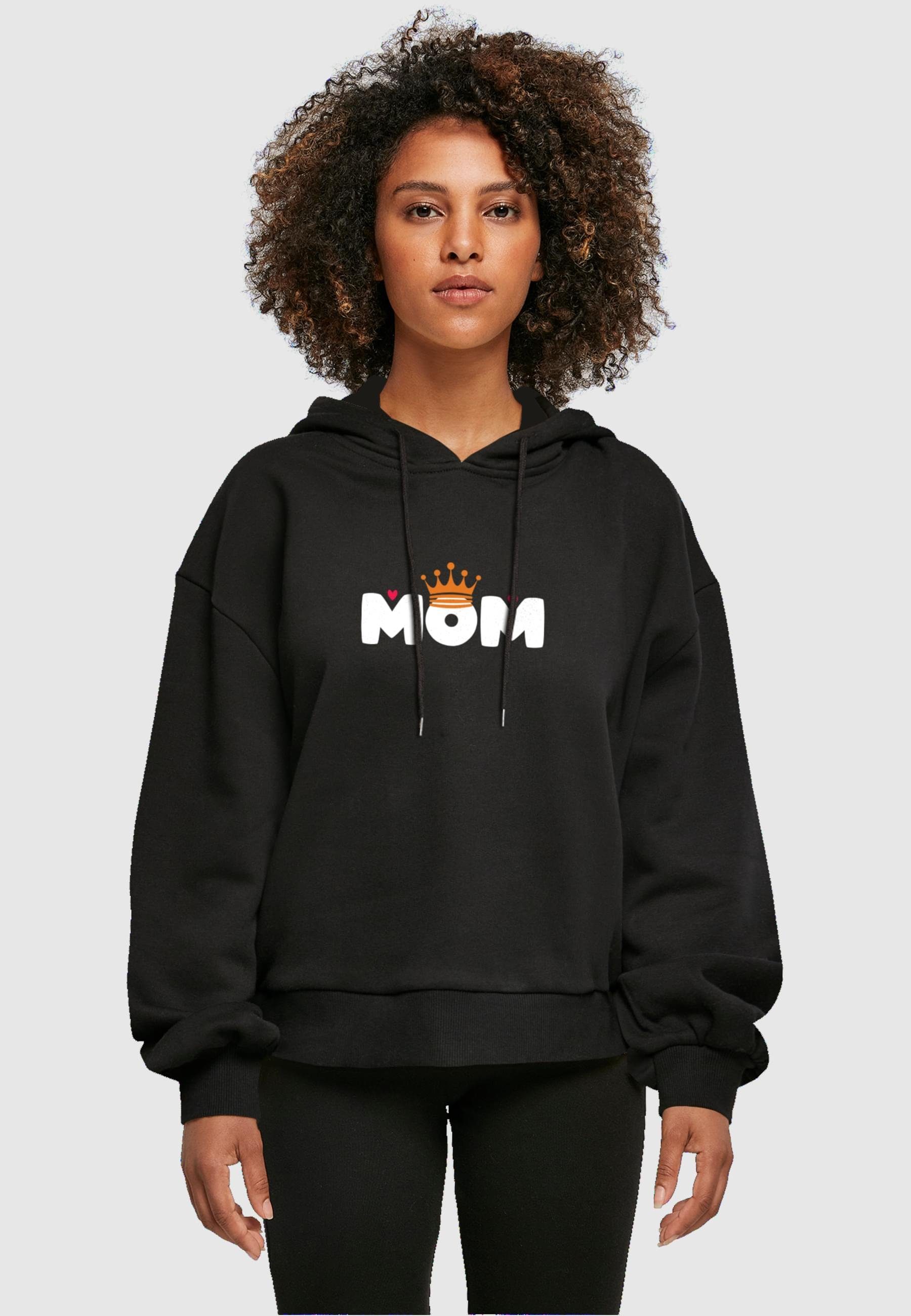 Hoody Merchcode Mom Organic - black Queen (1-tlg) Damen Day Oversized Mothers Ladies Kapuzenpullover