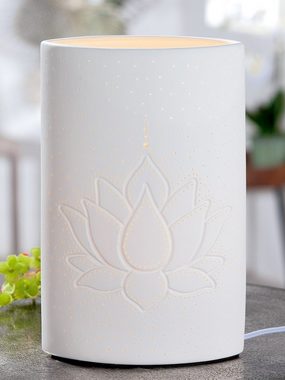 GILDE Tischleuchte GILDE Lampe Lotus - weiß - H. 28cm x B. 18cm