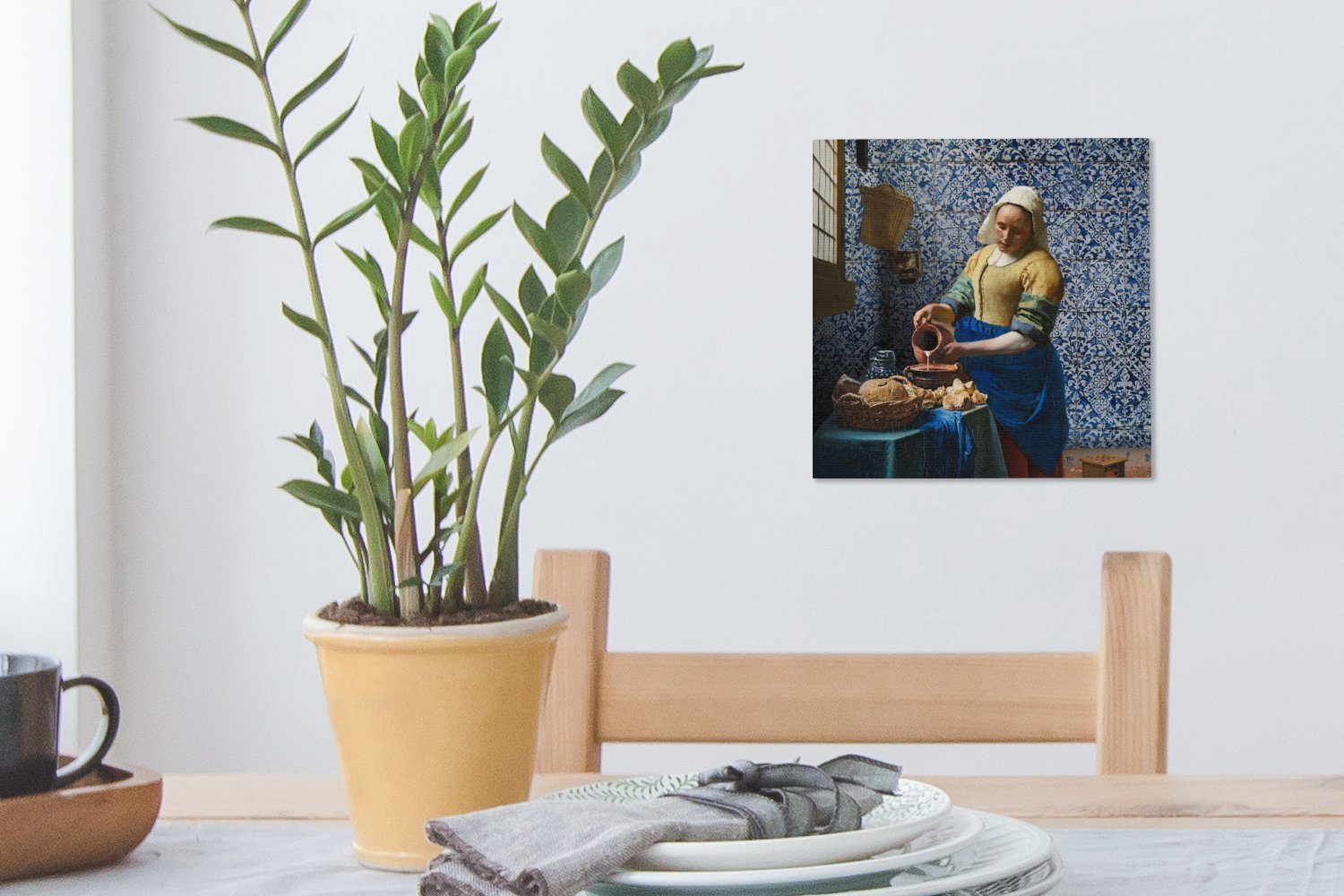 OneMillionCanvasses® Gemälde Milchmädchen - Meister, Blau Schlafzimmer St), Wohnzimmer Leinwand für - - Alte Bilder Vermeer - Delfter Gemälde (1