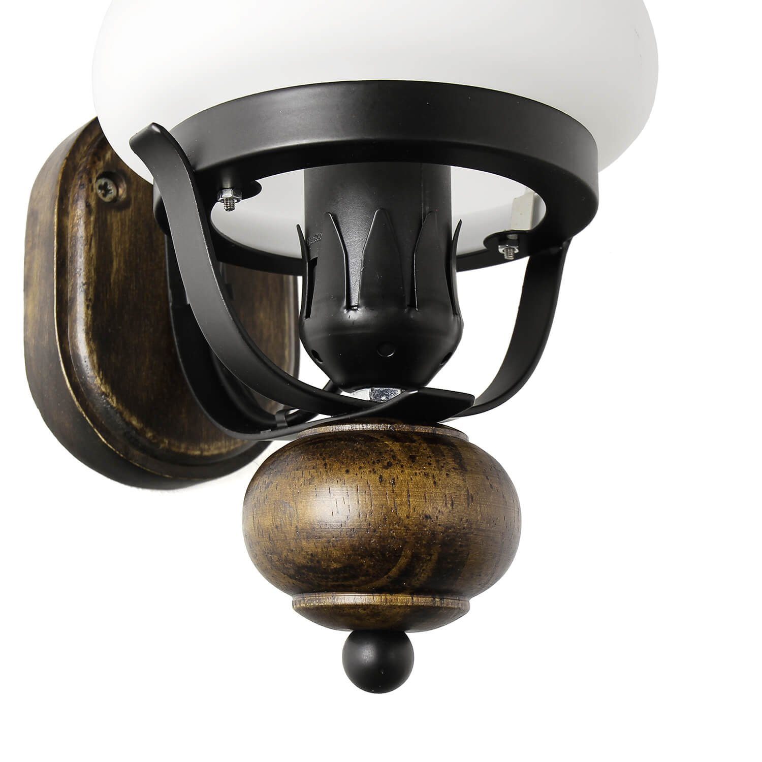 Licht-Erlebnisse Wandleuchte PETRONEL, ohne Leuchtmittel, Wandlampe Landhaus Holz Glas Öllampen Design Rustikal – Bild 5 von 5