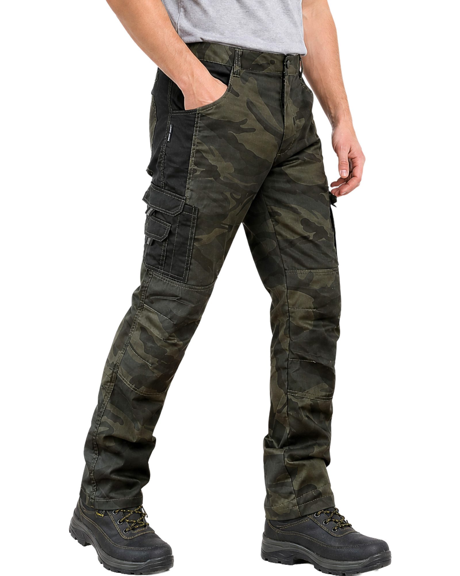 WORK IDEA Arbeitshose Herren Camouflage Cargohose mit Kniepolstertaschen (1-tlg)