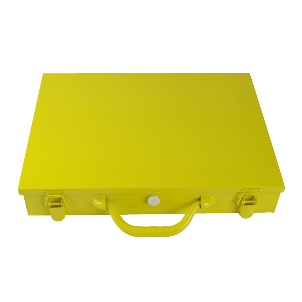 Starke Werkzeugbox gelber Sortimentskasten 28x39x7cm aus Metall 14Fächer Sortimentskoffer