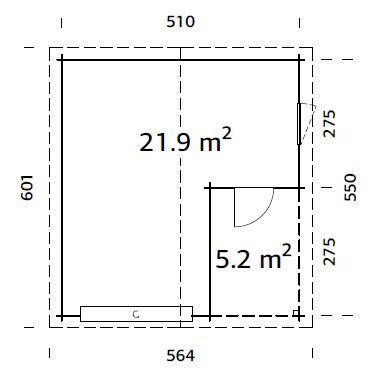 Palmako Garage ohne cm, mit Tor, 564x601x321 naturbelassen Irene/Roger, Anbau, BxTxH: