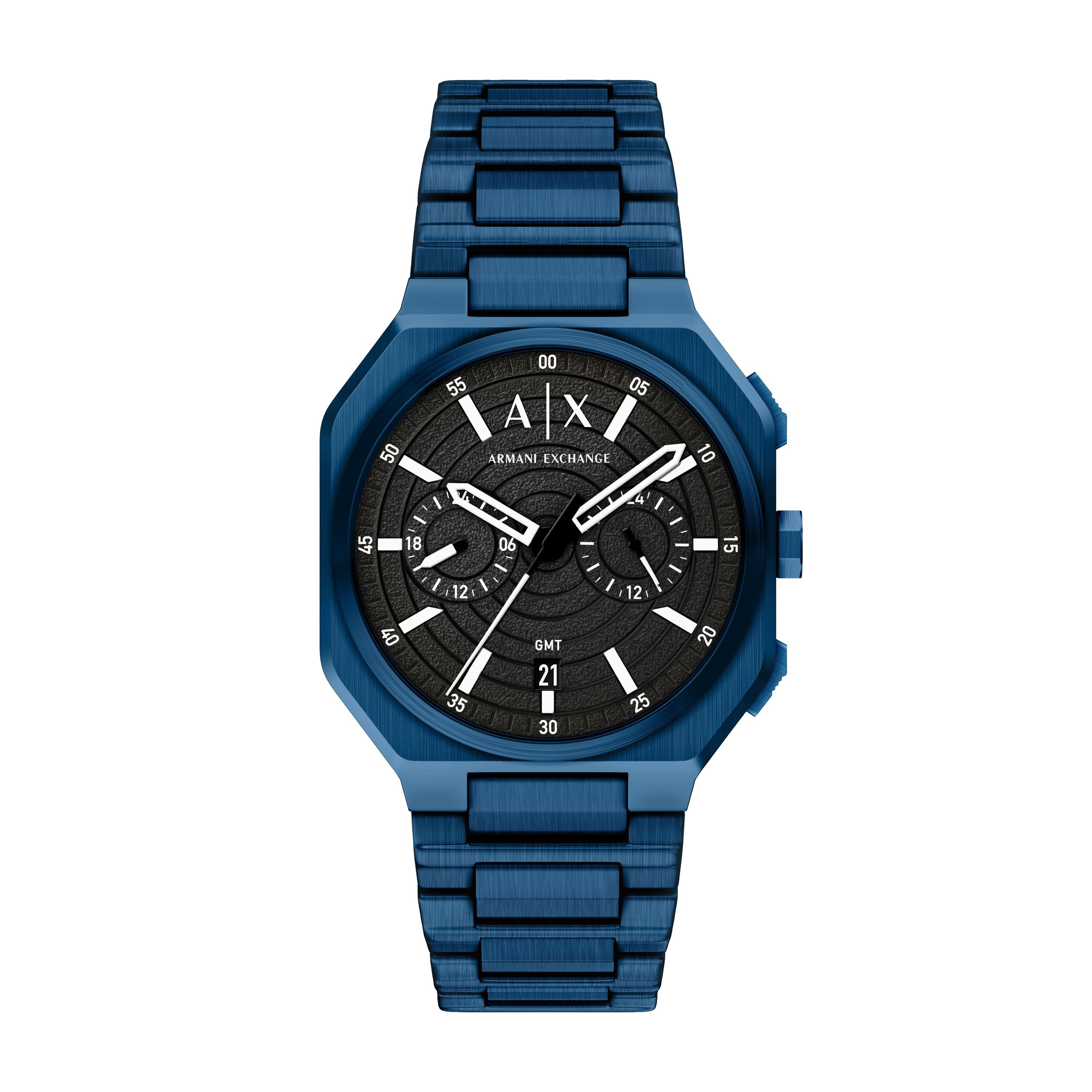 ARMANI EXCHANGE Quarzuhr AX1477, Armbanduhr, Edelstahlarmband, analog, Tag, Dualzeit