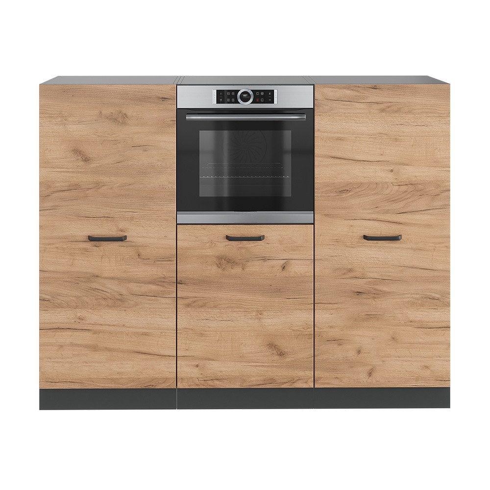 Vicco Küchenzeile R-Line, Goldkraft Eiche/Anthrazit, 180 cm ohne Arbeitsplatte