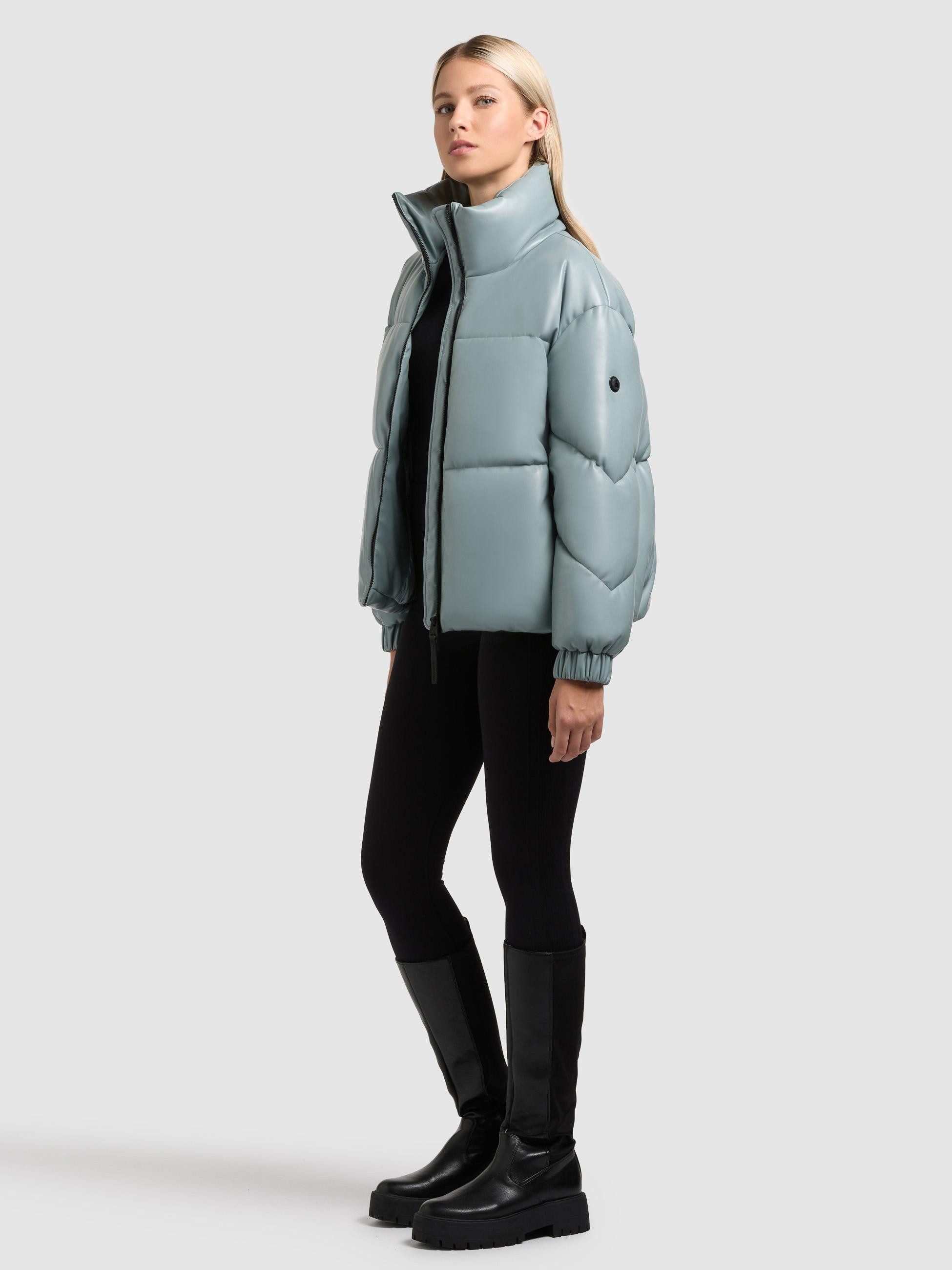 khujo Steppjacke Khalia Gesteppte Damen Winterjacke in Lederoptik
