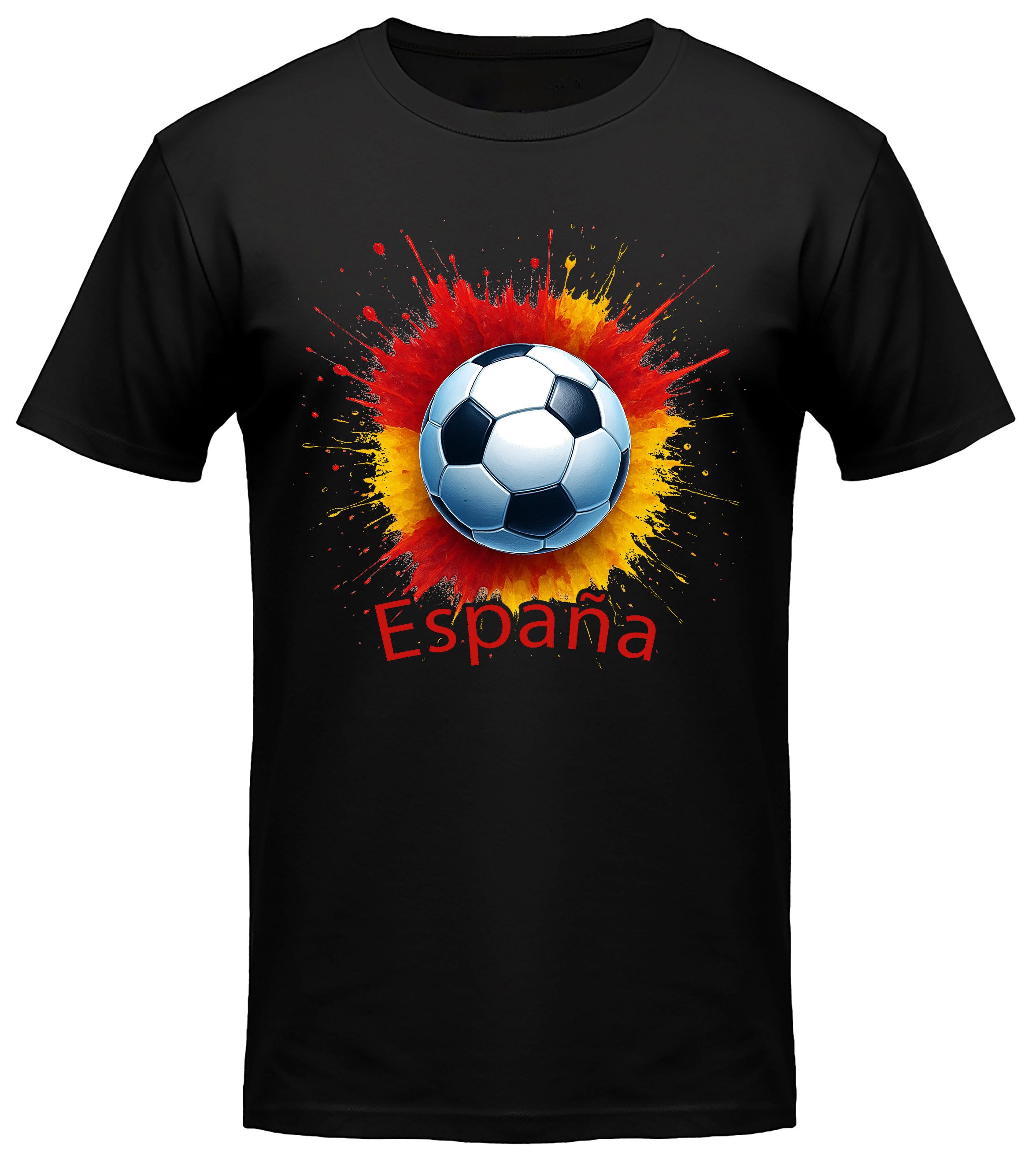 MyDesign24 T-Shirt Fussball Shirt - WM T-Shirt schwarz Herren und Damen Fussball kurzarm Spanien Fan-Shirt i689