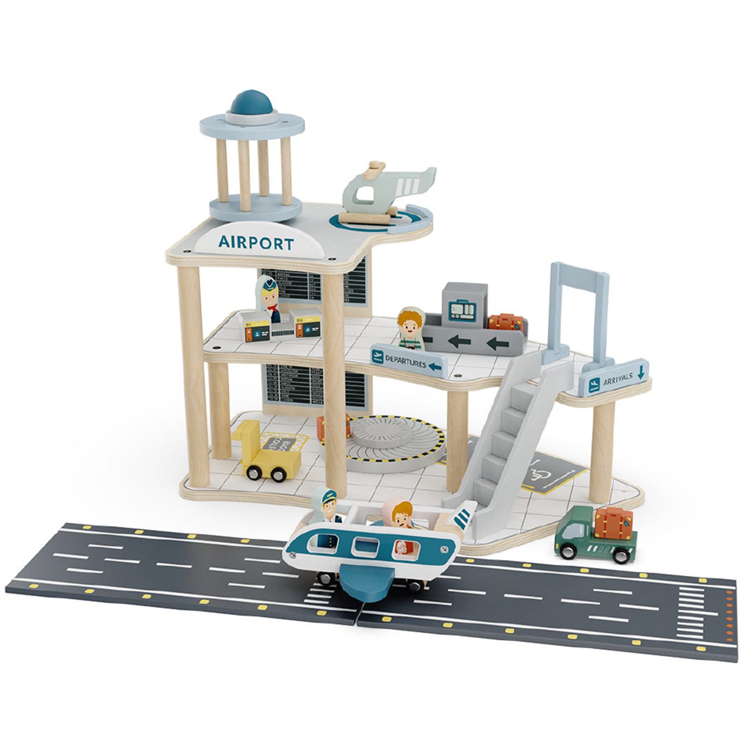 howa Spielzeug-Flugzeug, Spielset Flughafen mit Flugzeug & Hubschrauber und Zubehör