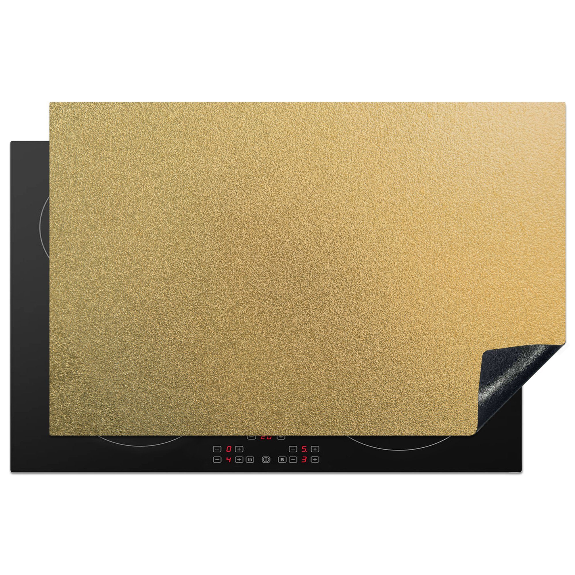MuchoWow Herdblende-/Abdeckplatte Metall - Gold - Design - Struktur - Chic, Vinyl, (1 tlg), 81x52 cm, Ceranfeldabdeckung, Arbeitsplatte für küche | Herdabdeckplatten