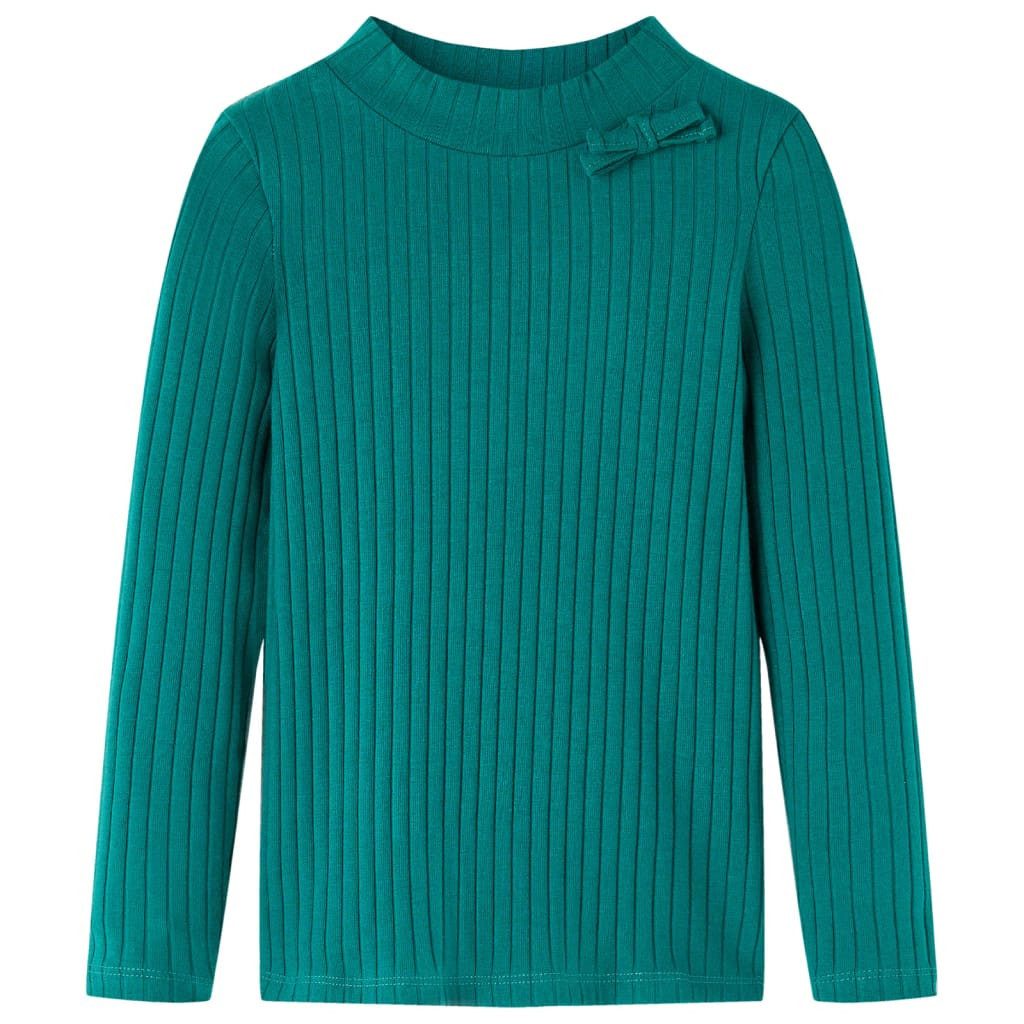 vidaXL T-Shirt Kinder-Langarmshirt Rippstrick Dunkelgrün 116