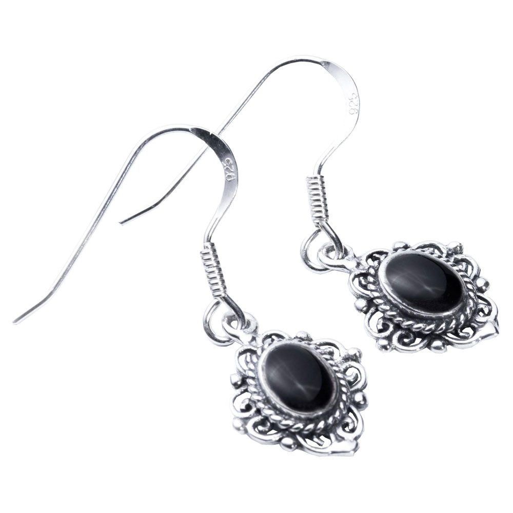 Paar Ohrhänger Ohrhänger, Ohrringe mit Onyxstein Schmuck 925er Silber
