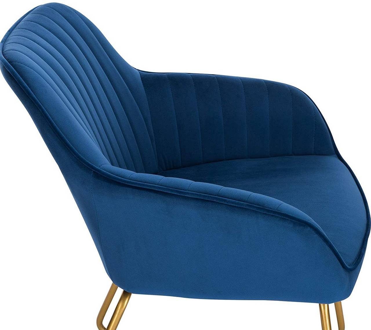 Sitzfläche Sessel aus Beine Blau (1 Gold aus Samt Esszimmerstuhl St), Woltu Metall