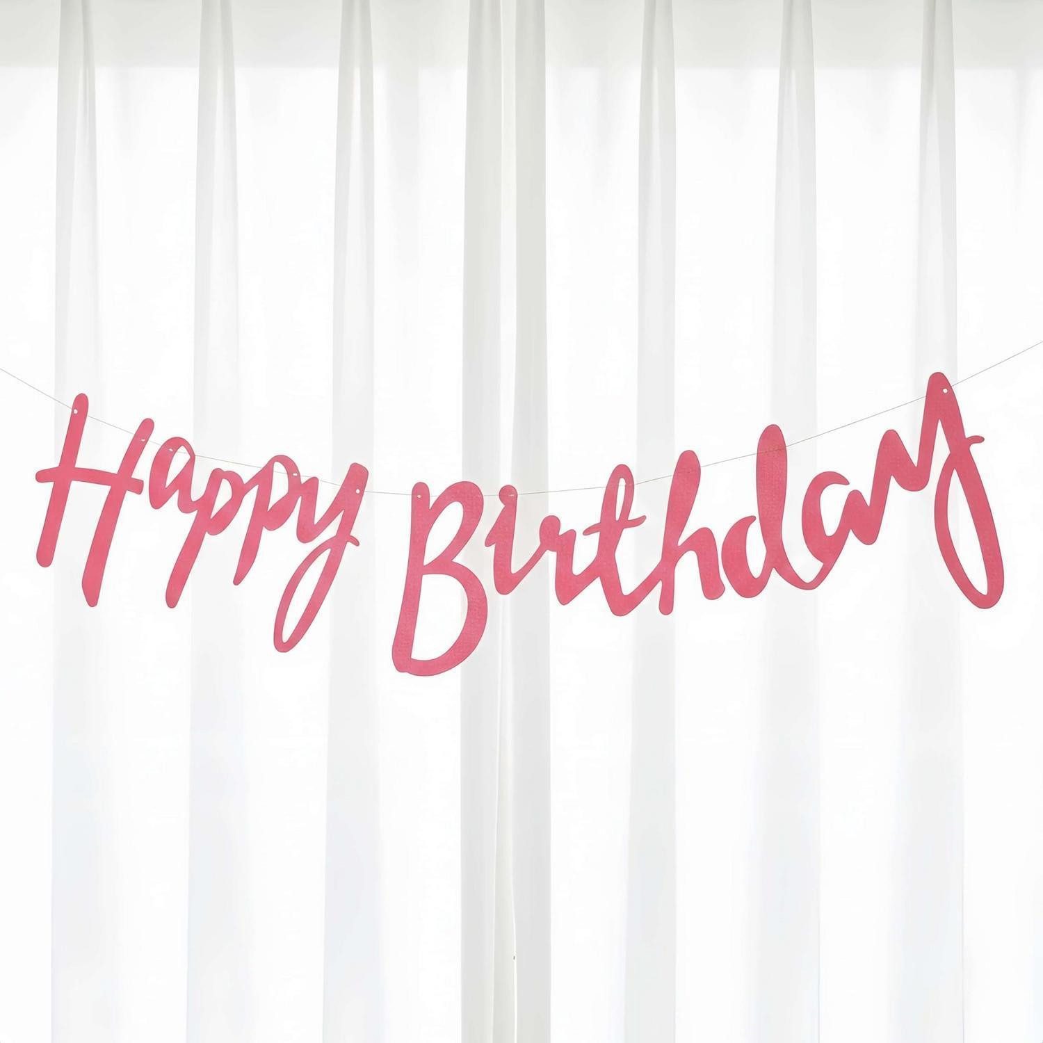 LuxusKollektion Girlande Happy Birthday Girlande Rosa Glitter