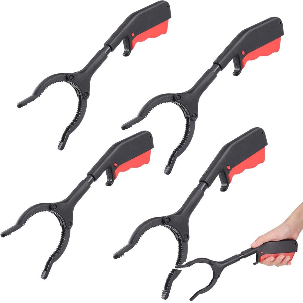 Agger Greifzange Müllgreifer, Greifzange,30cm Greifer Müllsammelzange, Kurze Müllzange, 4-tlg.