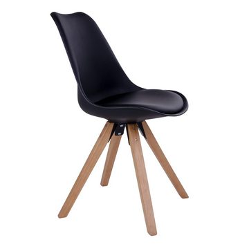 LebensWohnArt Stuhl Design Stuhl SKAGEN (2er Set) schwarz - Holzbeine natural