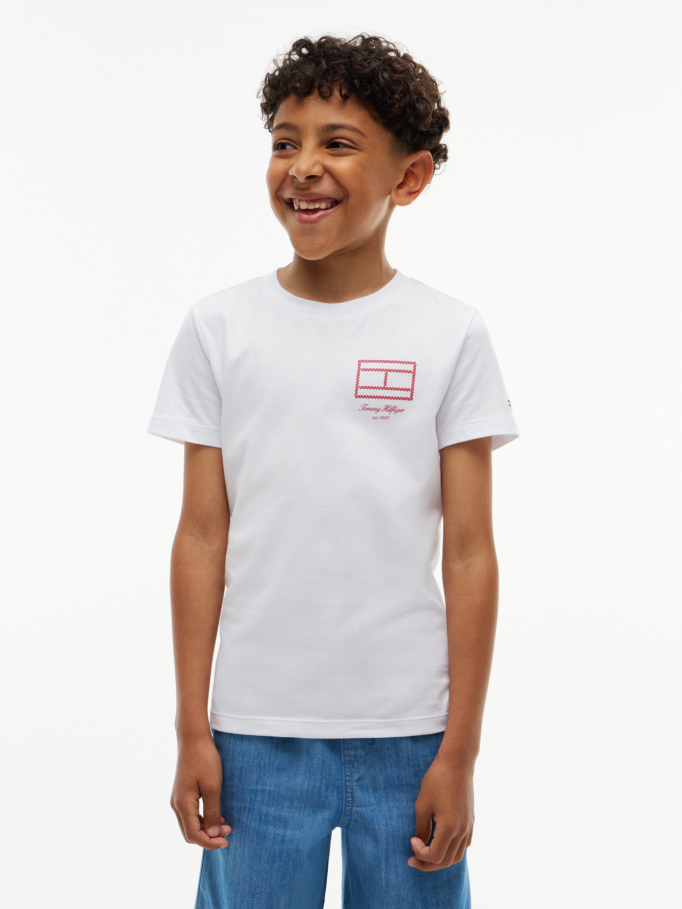 Tommy Hilfiger T-Shirt Rundhalsausschnitt, Regula Fit, reine Baumwolle, Kinder bis 16 Jahre
