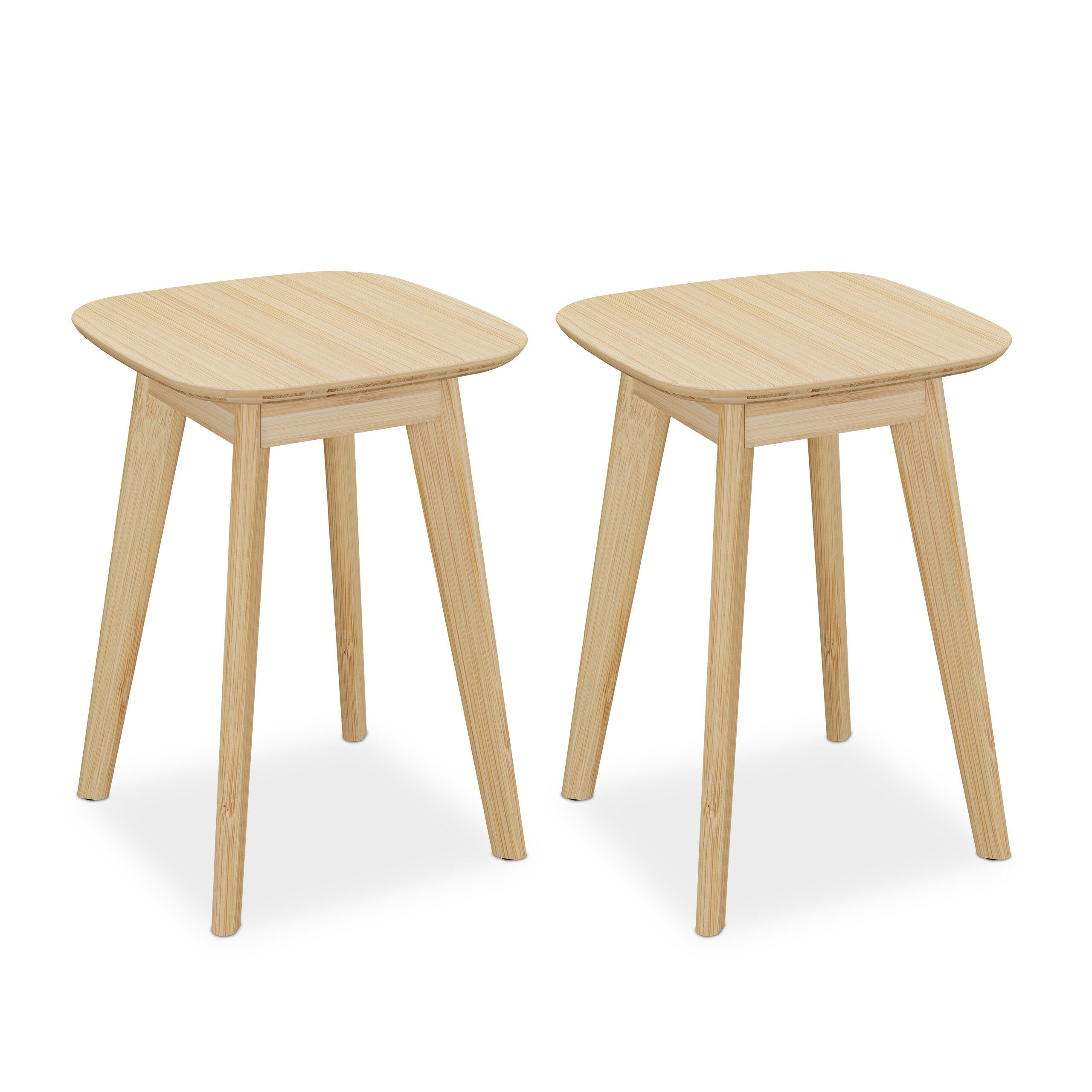 relaxdays Sitzhocker Esszimmerhocker aus Bambus 2er Set
