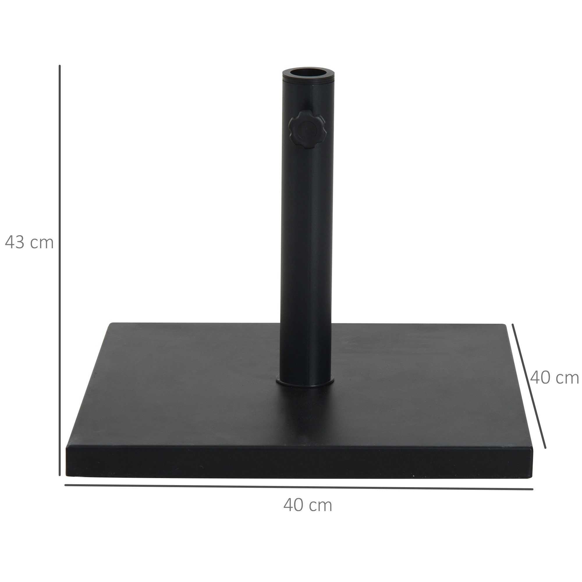 Outsunny Schirmständer Schirmhalter, Schirmgewicht, 35/38/48mm Rohrdurchmesser, Schwarz (Schirmständer, 1 St., Sonnenschirmständer), Metall + Zement Schwarz 40 x 40 x 43 cm
