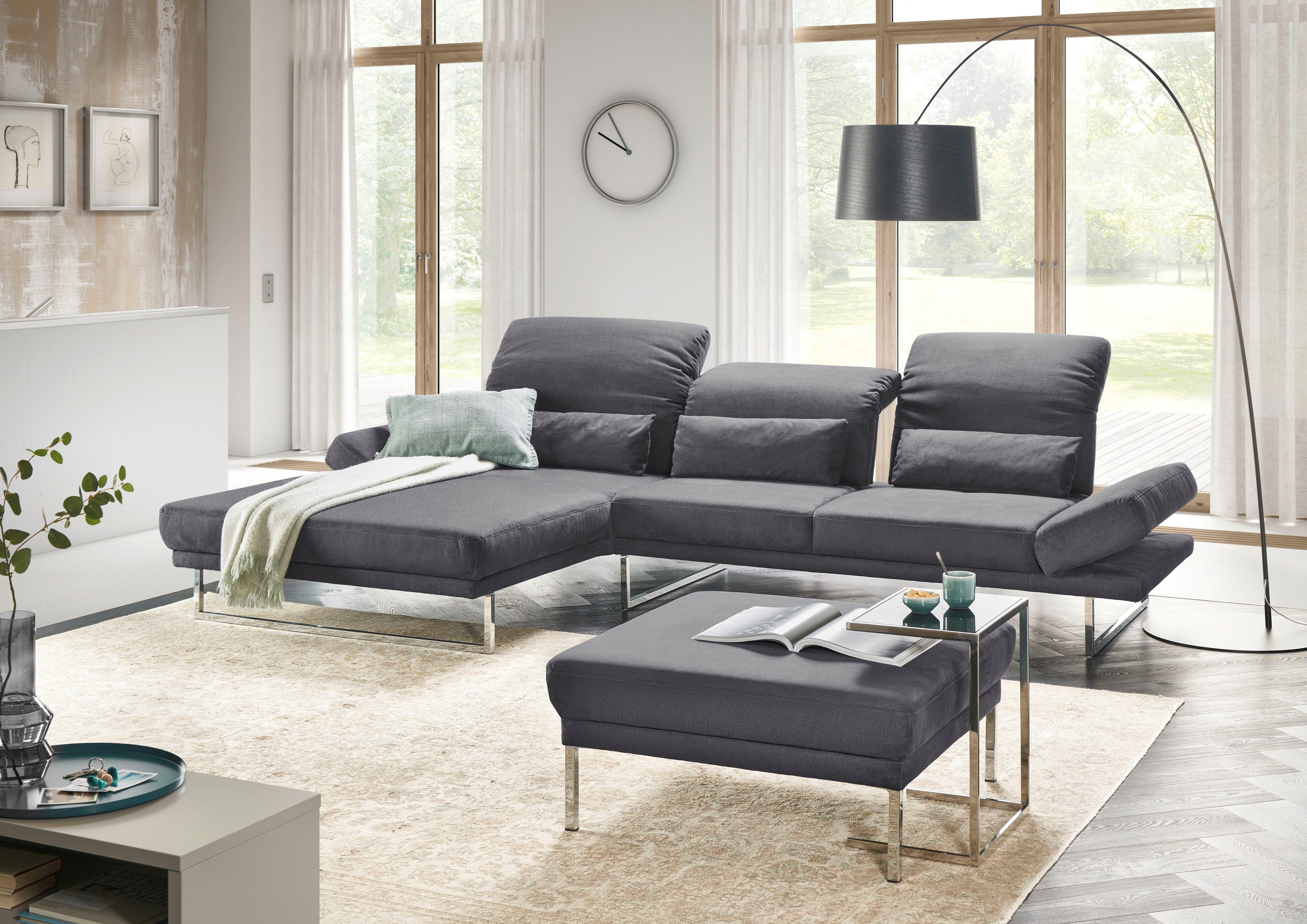3C Candy Ecksofa Mallow Designsofa mit Komfortfunktionen, modern und bequem, L-Form, Verstellbare Armlehne und Kopfteil, manuelle Sitztiefenverstellung