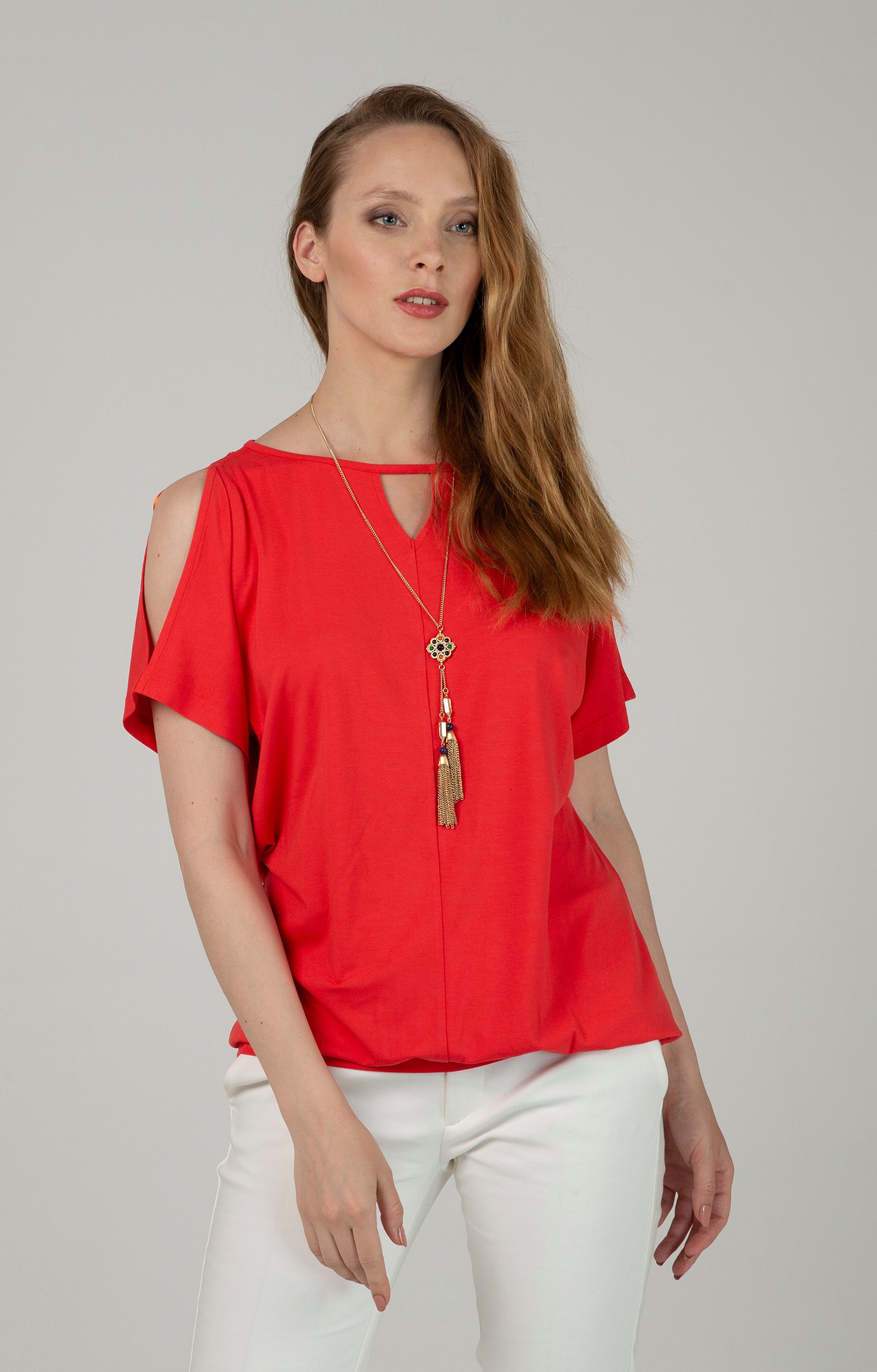 Passioni T-Shirt in Coral, mit Schlitzöffnungen günstig online kaufen