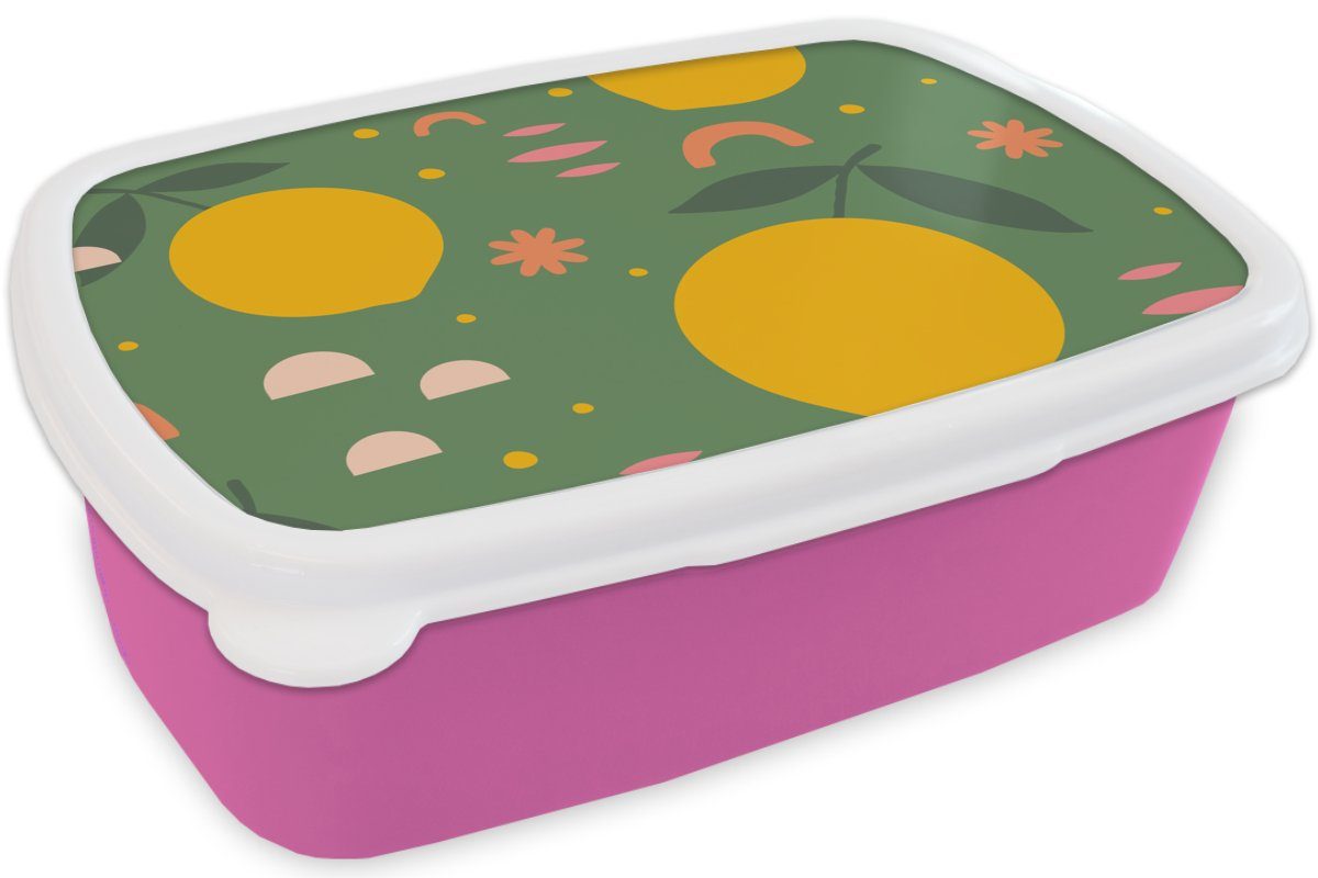 Kunststoff für Design, Erwachsene, Kinder, MuchoWow Snackbox, Mädchen, Brotbox (2-tlg), Lunchbox Zitrone - Rosa Kunststoff, Brotdose -