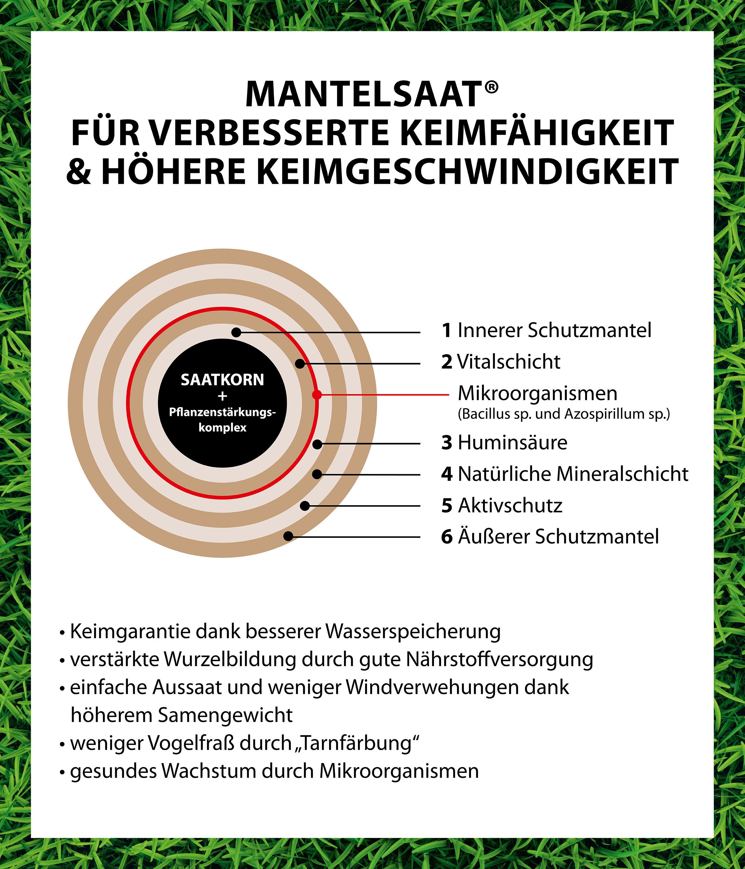 Dehner Rasensamen Rasen-Reparatur Saatgut, für strapazierfähigen Rasen, versch. Größen, 0,88 kg, Dünger, schnell keimend, pflegeleicht, FSC-zertifizierte Verpac – Bild 4 von 5
