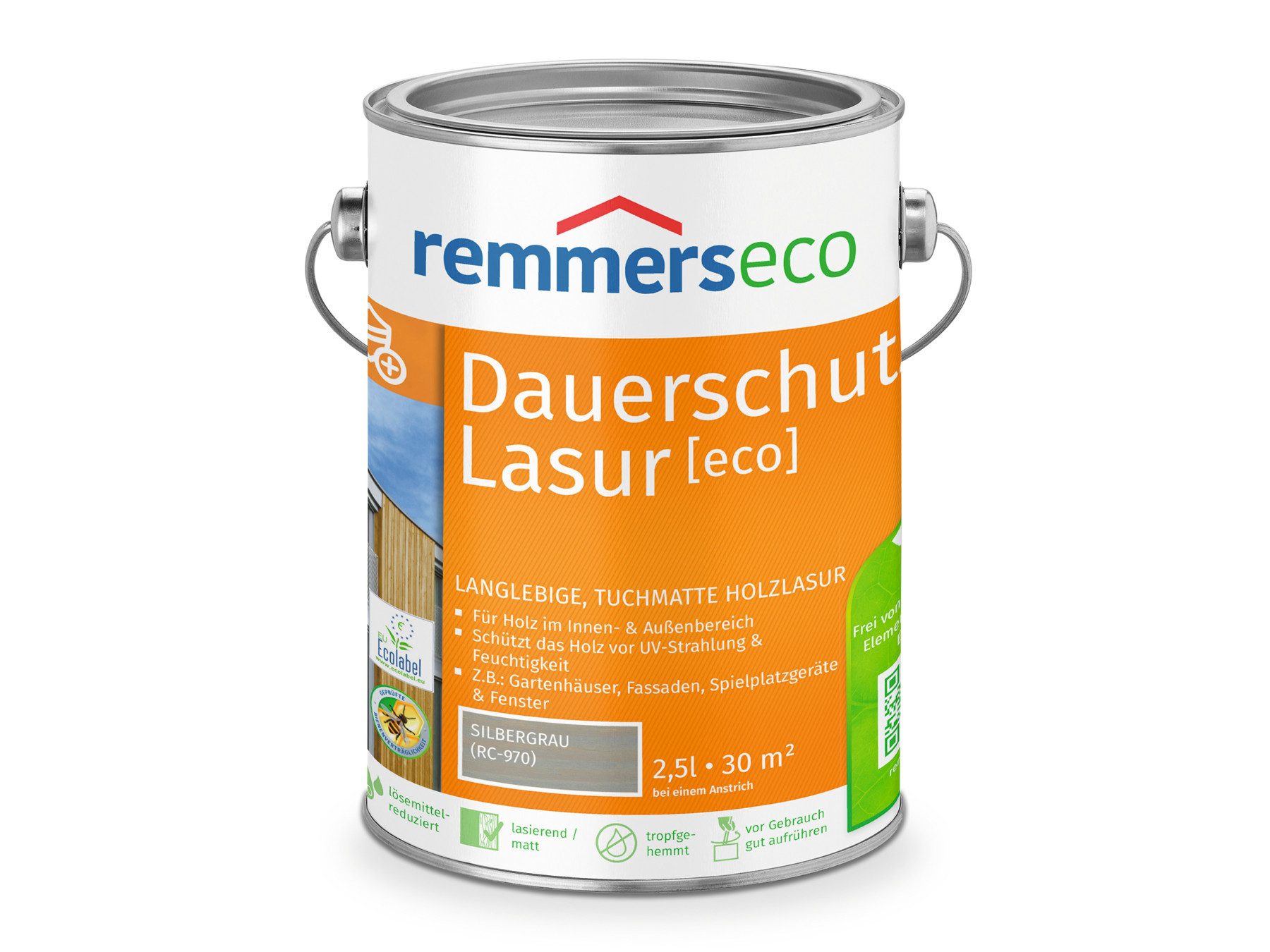Remmers Holzschutzlasur Öl-Dauerschutz-Lasur [eco] eiche hell 2,5 Liter, Öko Holzlasur, ökologisch, nachhaltig, vegan, bienenverträglich