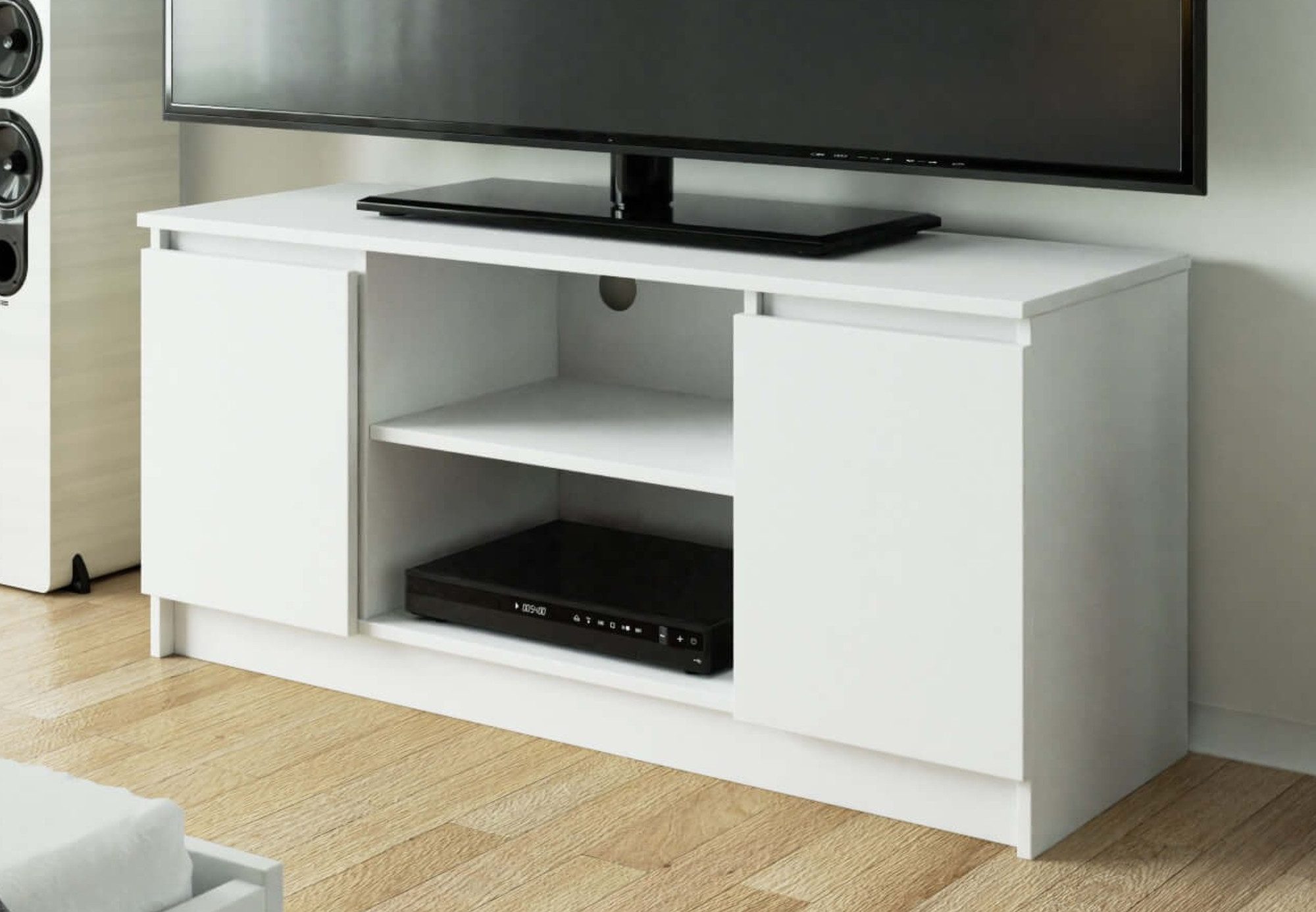 Home Collective TV-Schrank 120cm breit mit zwei Türen und zwei offenen Rega günstig online kaufen