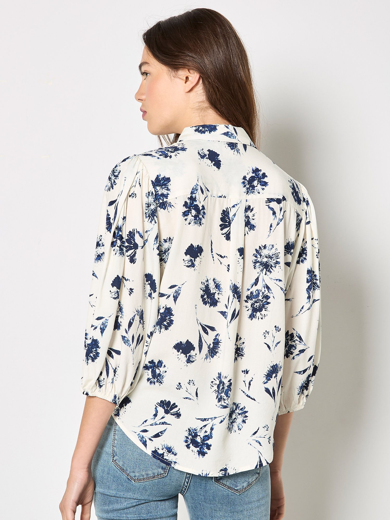 Apricot Klassische Bluse Gänseblümchen-Hemd Gemustert