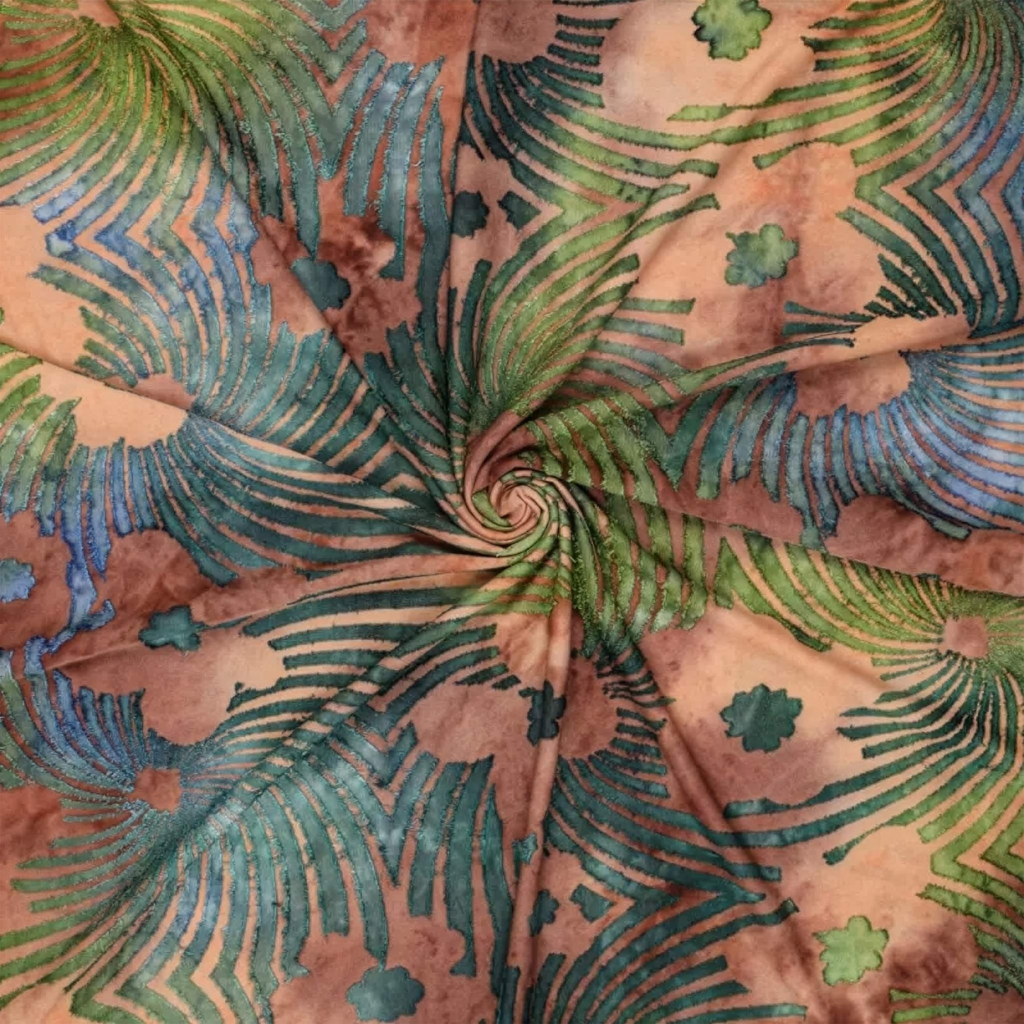 maDDma Stoff Batikstoff Braun Ausbrenner Floral Elasthan Jersey Stoff Meterware