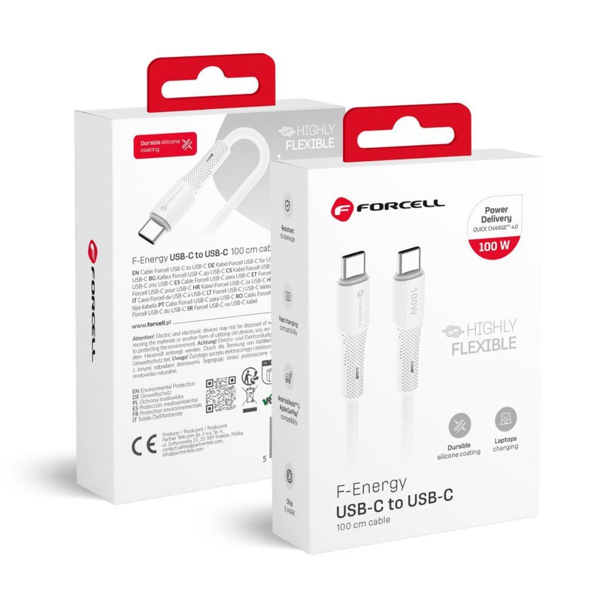 Forcell C347 USB-Kabel, USB-C, (100 cm), 100W Schnellladen, Silikonkabel, knickfest, PD & QC4.0