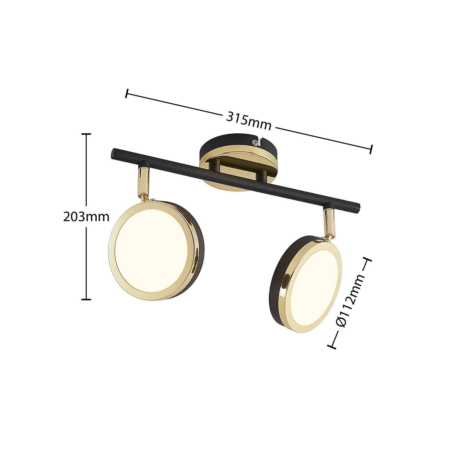 LED gold, Schwarz, flammig, Leuchtmittel GX53 Einbaustrahler inkl. Modern, 2 Stahl, Lindby Alsani, Leuchtmittel, inklusive, warmweiß,