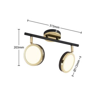 Lindby LED Einbaustrahler Alsani, Leuchtmittel inklusive, warmweiß, Modern, Stahl, Schwarz, gold, 2 flammig, inkl. Leuchtmittel, GX53