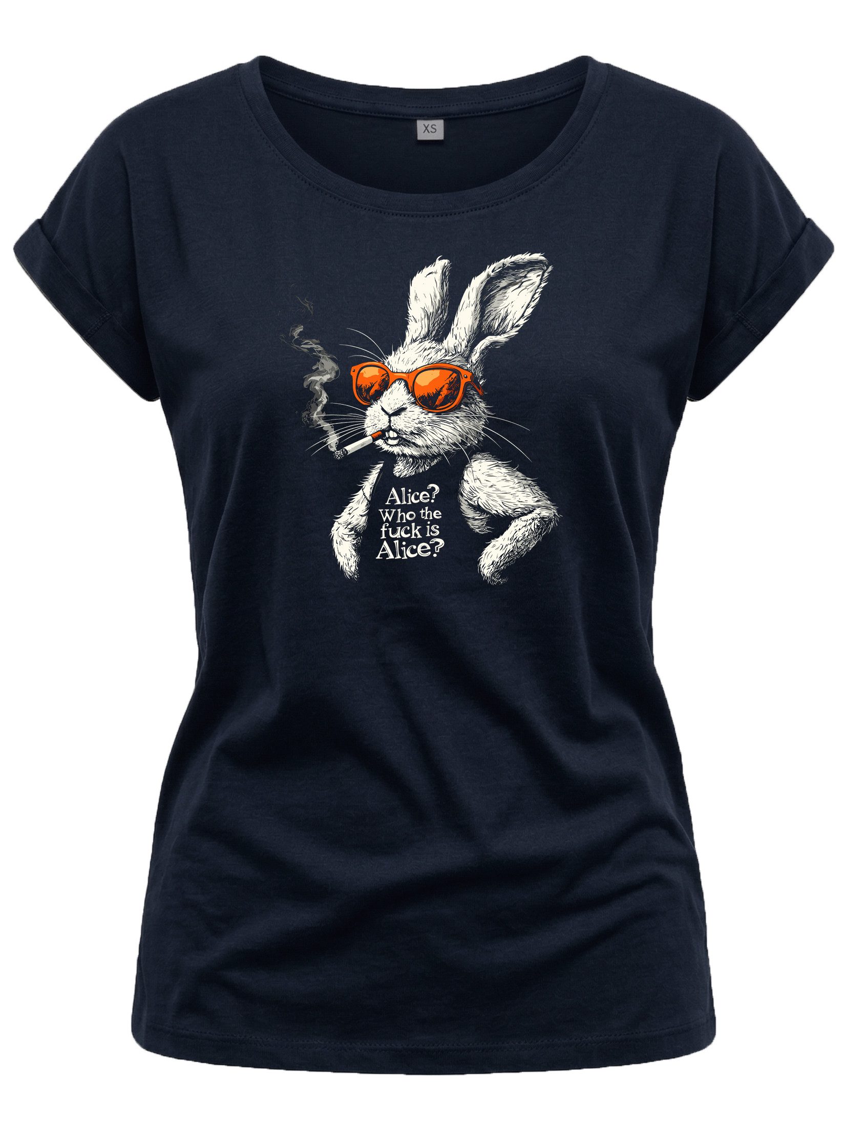 MAKAYA T-Shirt Kurzarm-Top für Damen mit Band-Motiv, Top mit Spruch (Schwarz, Blau, Dunkelgrau, 34, 36, 38, 40, 42, 44, 46, 48, 50) Baumwolle