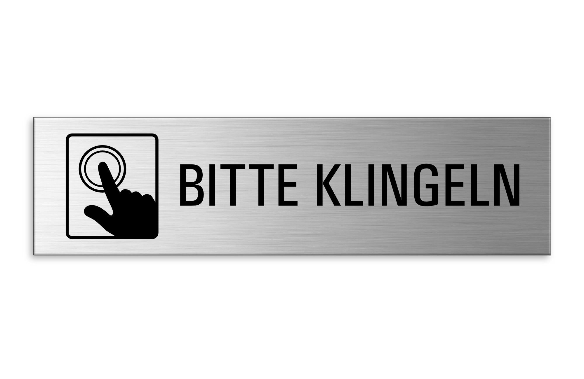 OFFORM DESIGN Hinweisschild Bitte klingeln 15x4 cm Aluminium Edelstahloptik