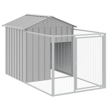 vidaXL Hundezwinger Hundehütte mit Dach Hundehaus Zwinger Hellgrau 117x609x123 cm Verzinkt