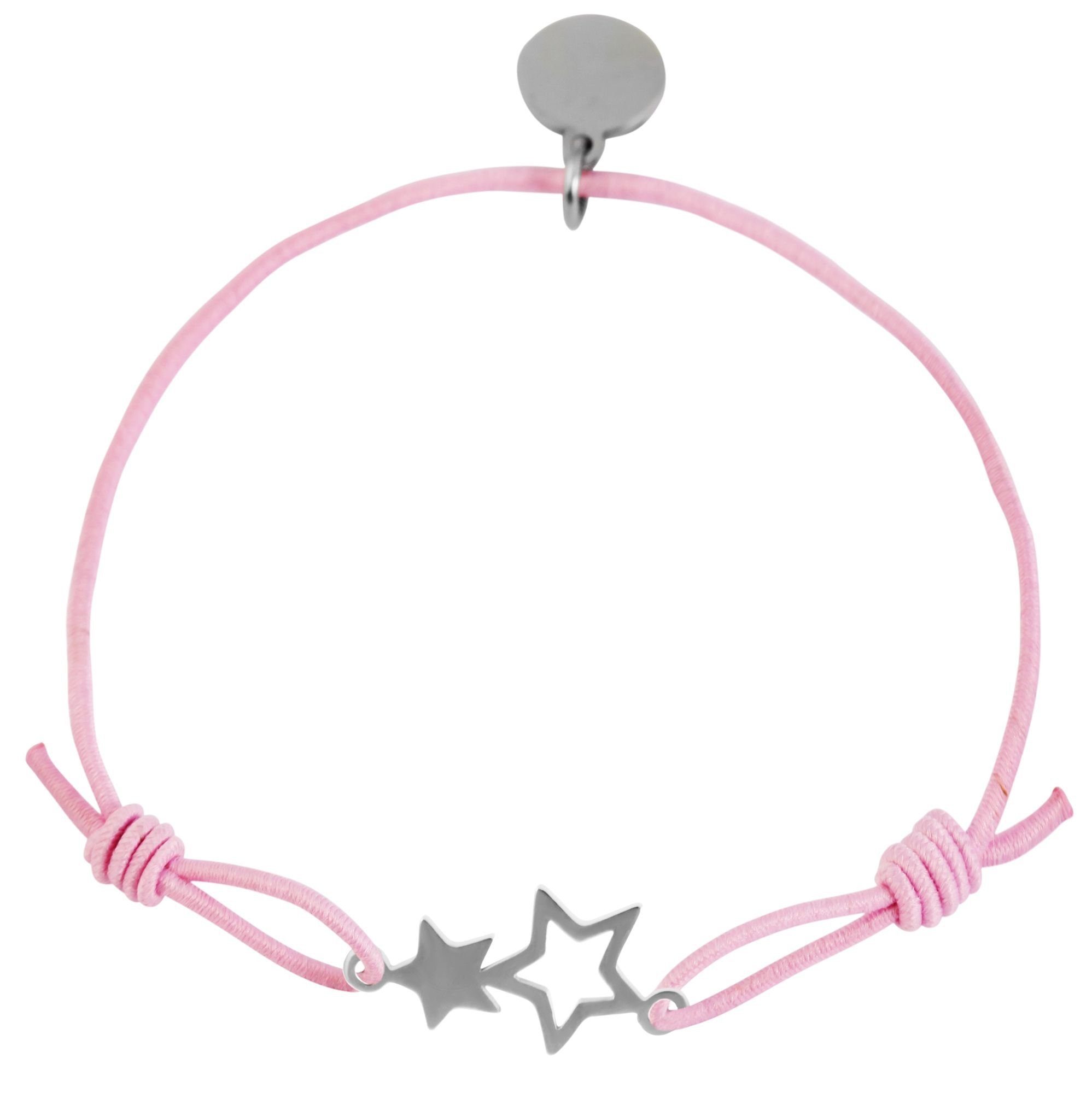 AKZENT Lederarmband Tiya Armband Edelstahlelement Sterne mit (einzeln) aus Textil Rosa