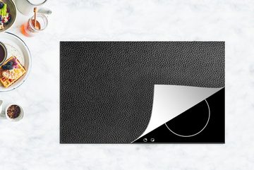 MuchoWow Herdblende-/Abdeckplatte Leder - Lederoptik - Schwarz - Hell, Vinyl, (1 tlg), Induktionsschutz - Herdabdeckung Matte von Vinyl, das perfekte, rollbare Material für jedes Kochfeld - vergrößert die Arbeitsfläche - Küchen Dekoration - Induktionsherd Abdeckung Induktionskochfeld