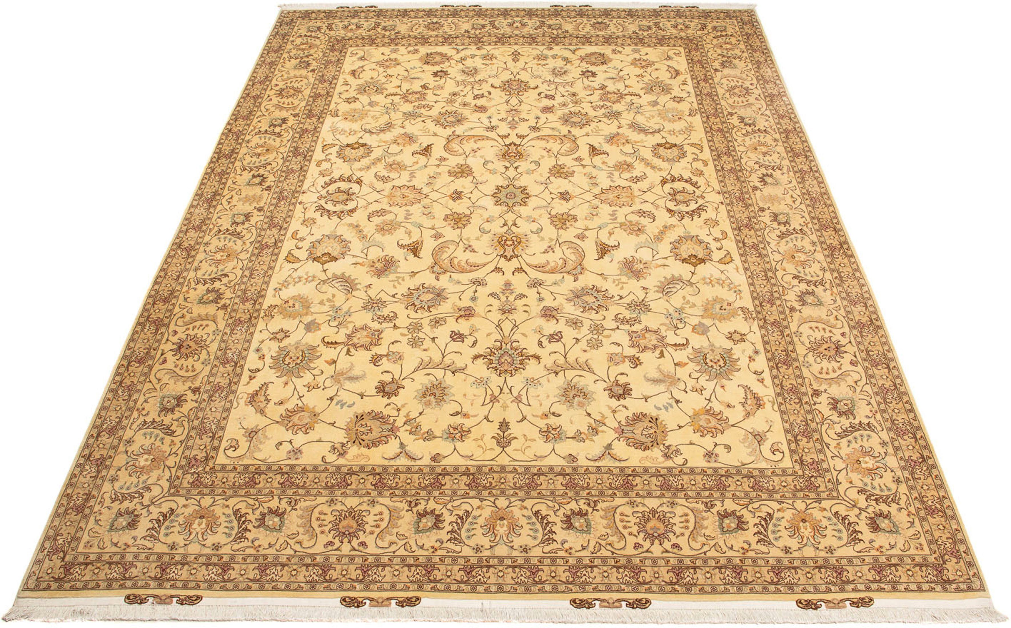 Orientteppich Perser - Täbriz - Royal - 393 x 298 cm - hellbraun, morgenland, rechteckig, Höhe: 7 mm, Wohnzimmer, Handgeknüpft, Einzelstück mit Zertifikat