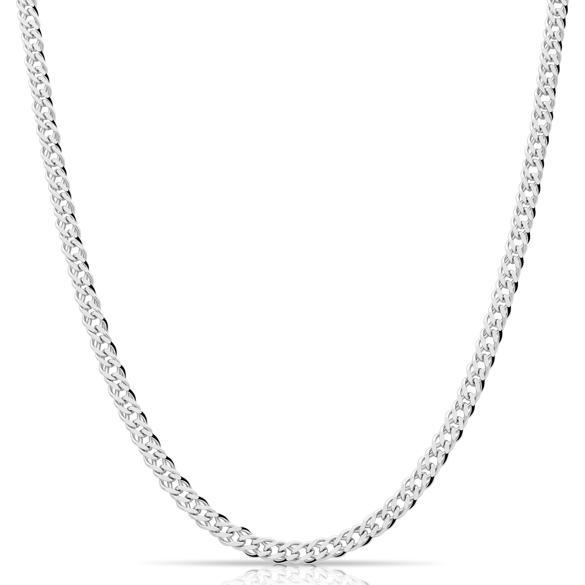 Silberkette Doppelpanzerkette 4 mm 925er Silber Rhodiniert Diamantiert Massiv