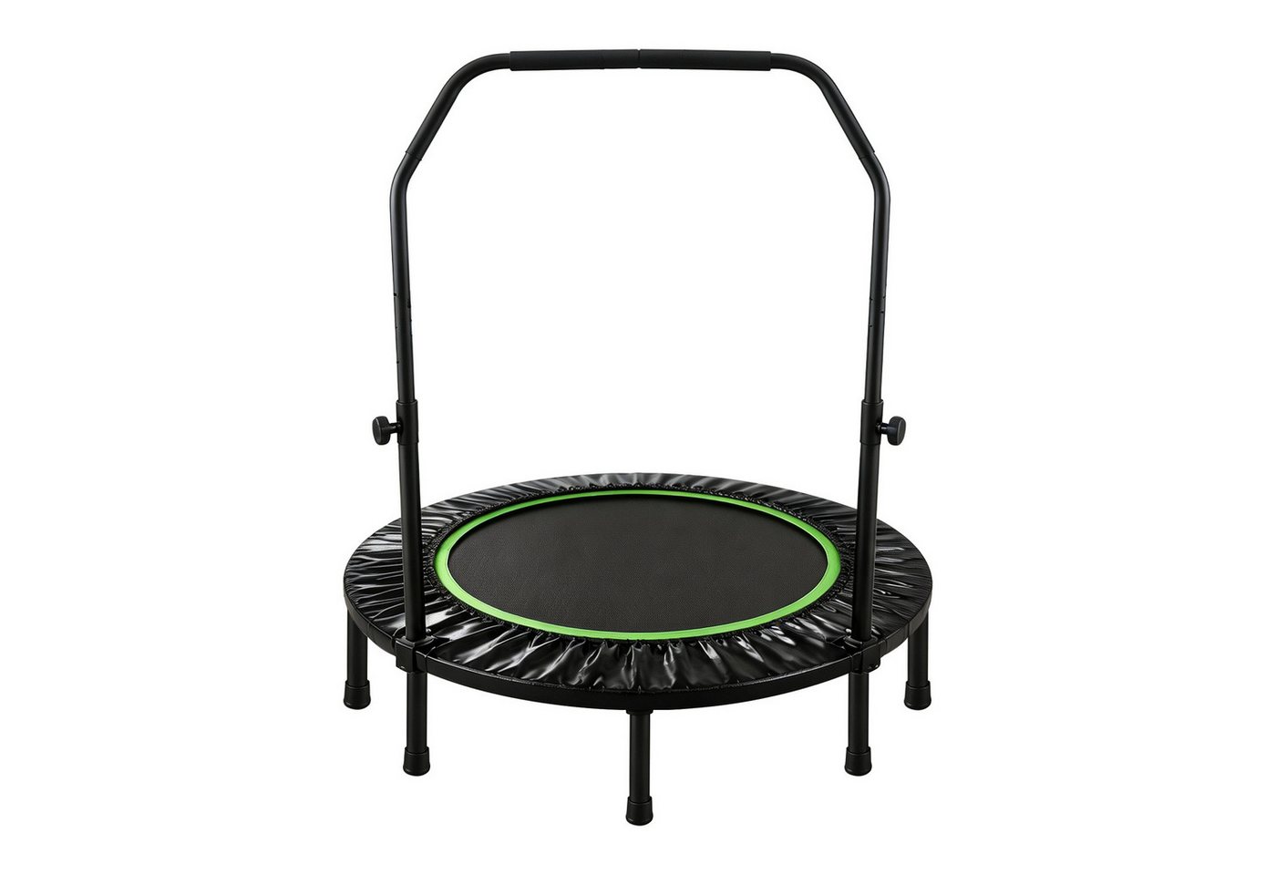 FOXSPORT Fitnesstrampolin Faltbar mit 3-stufig Höhenverstellbarer Haltestange, Ø 120 cm, Inclusief Beschermrand & Anti-Slip Grijpstang, Max. 100 kg