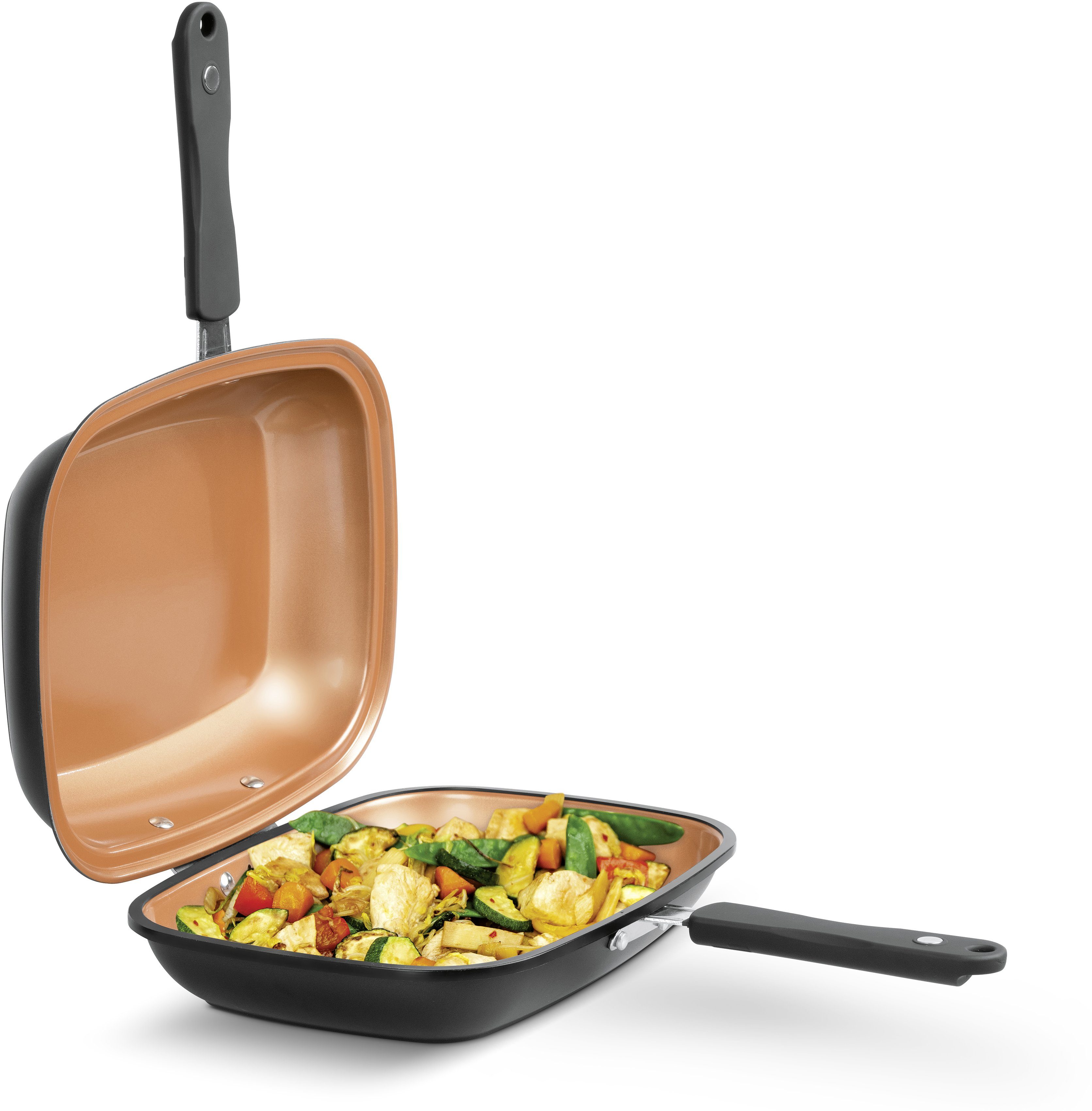 LIVINGTON Bratpfanne Black Doubletta Basic Set, Aluminium (1-tlg), 2-in1 Wendepfanne, Induktion