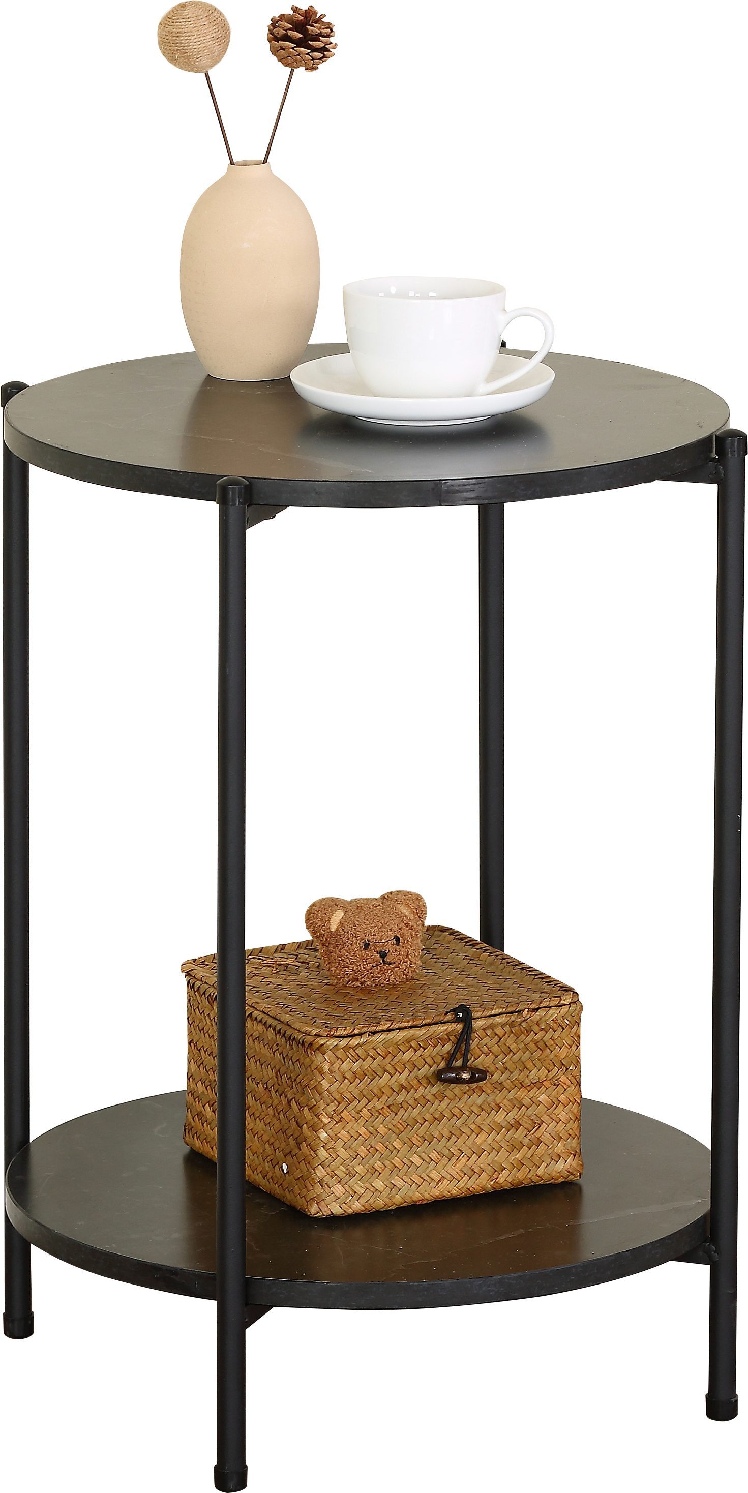 kisidus Beistelltisch YZ4356A 43.3x56.5cm (1 Tisch), Rund Kaffeetisch Nacht Tisch Sofatisch Wohnzimmertisch