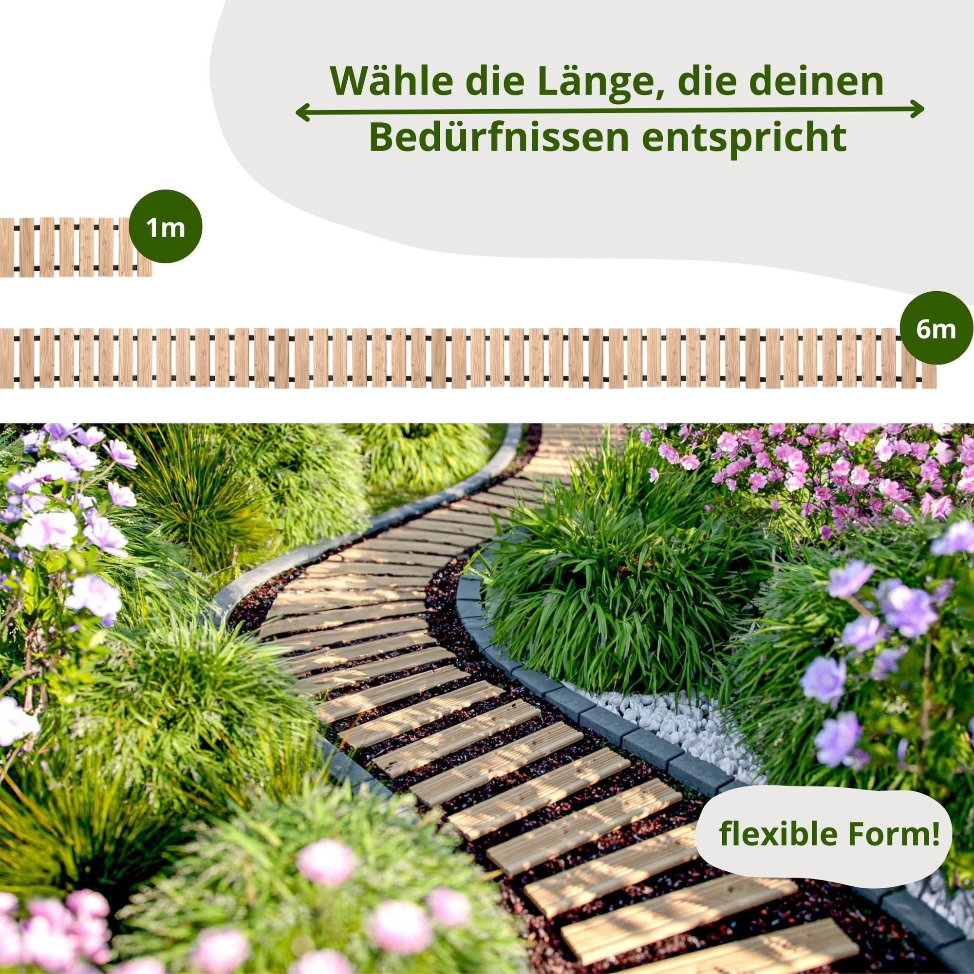 Floranica Gartensteg Gartenweg aus Holz Gartentritte Holzweg aus Lärche, 30x100 cm, Unbehandelt, 1-St., Rollweg Ausrollbarer Gehweg rutschfeste Oberfläche