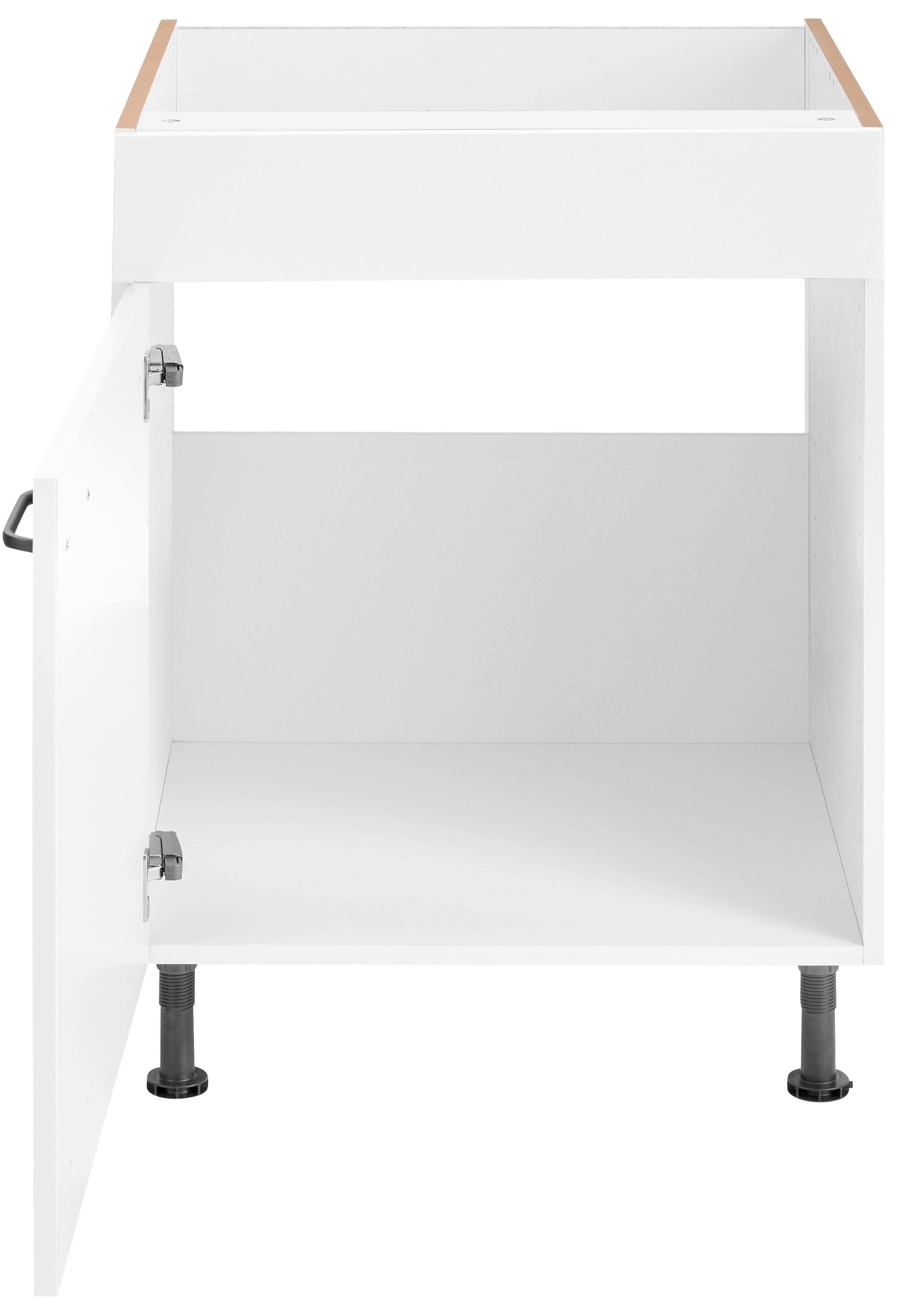 OPTIFIT Spülenschrank Elga Soft-Close-Funktion, Breite | cm 60 weiß/weiß Füßen, mit höhenverstellbaren weiß